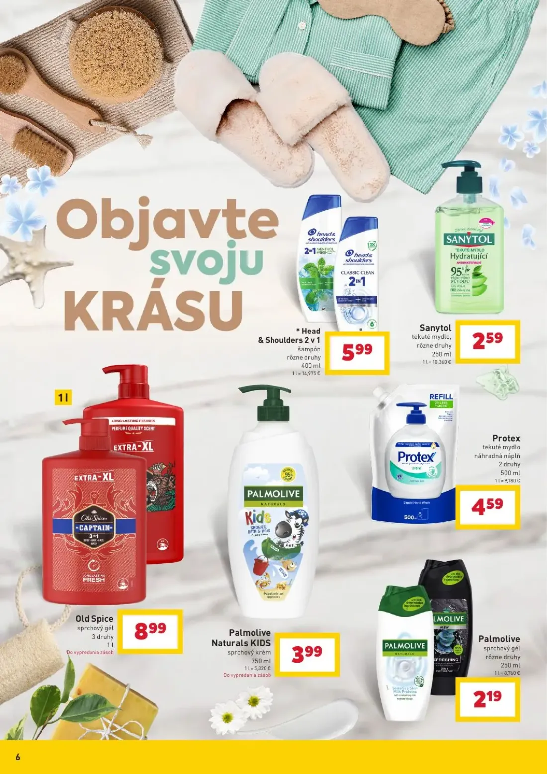 Billa leták, strana 6 z 11 — Head & Shoulders 2 v 1 šampón, Sanytol tekuté mydlo, Protex tekuté mydlo náhradná náplň