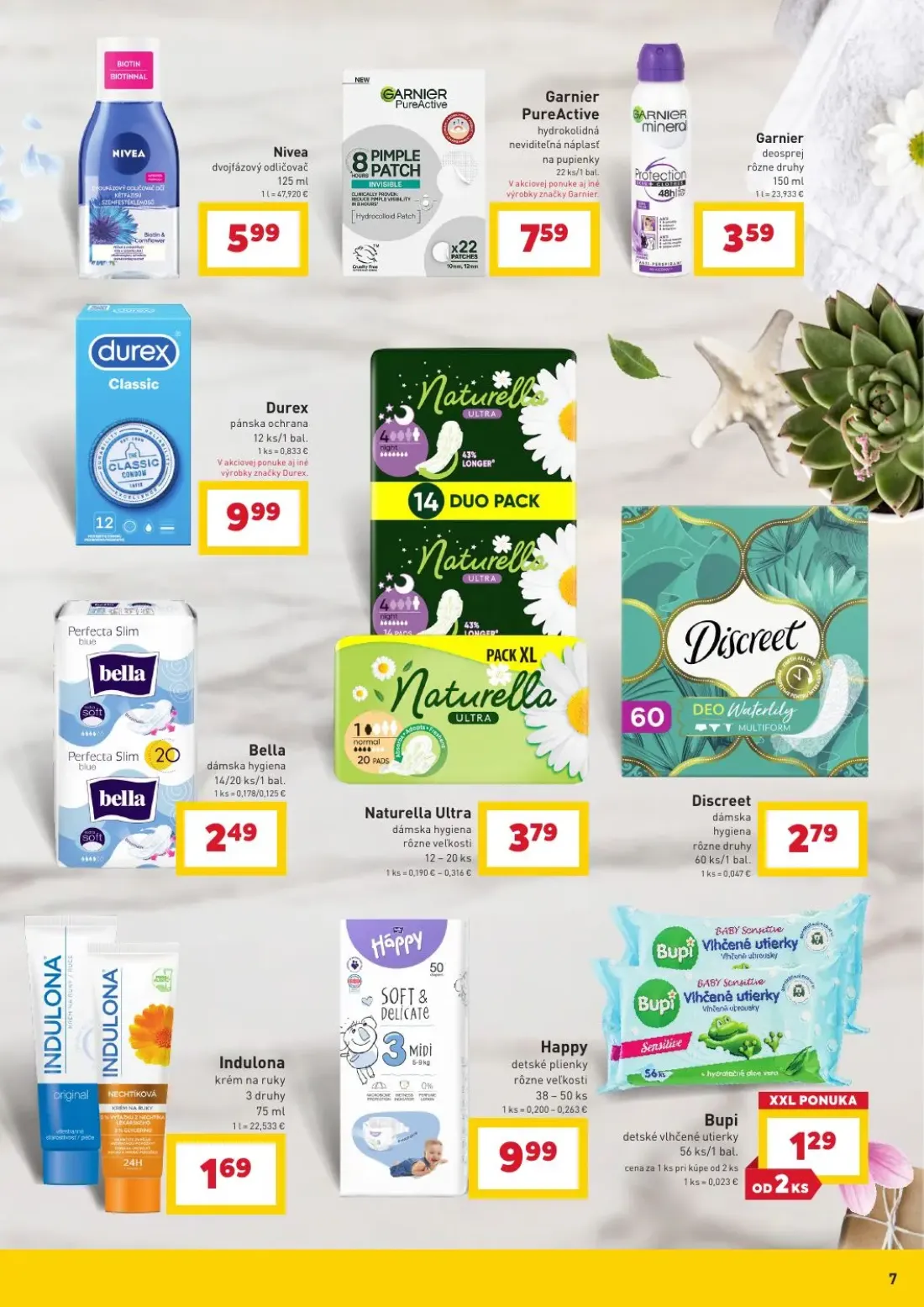 Billa leták, strana 7 z 11 — Nivea dvojfázový odličovač, Garnier PureActive hydrokolidná neviditeľná náplasť na pupienky, Ga…