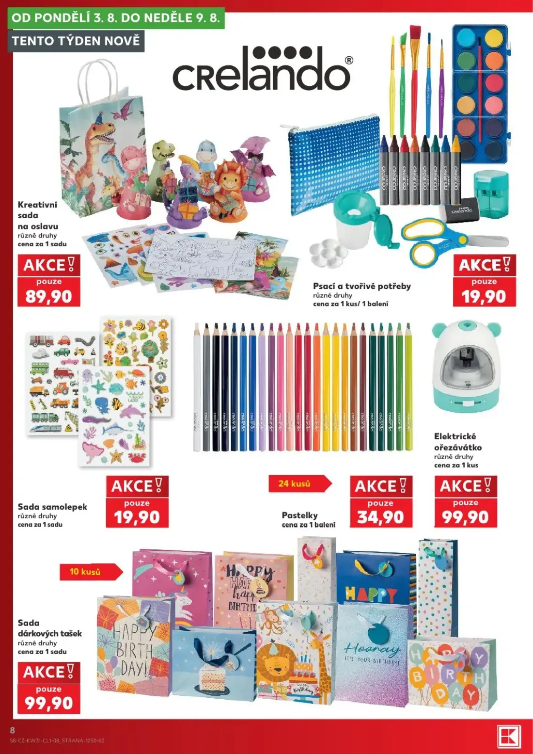 Kaufland leták, strana 8 z 14 — Kreativní sada na oslavu, Psací a tvořivé potřeby, Sada samolepek