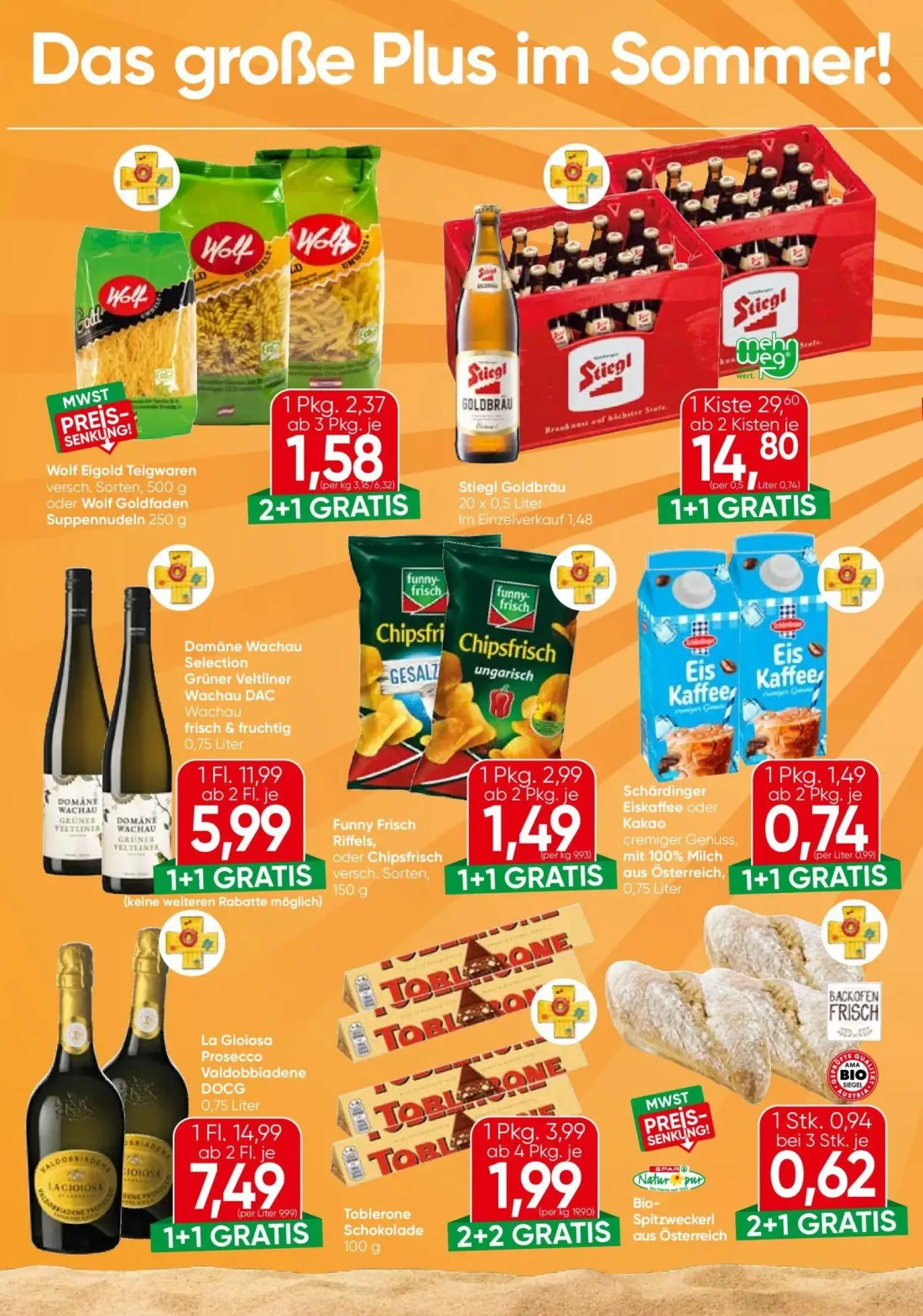 Eurospar Prospekt, Seite 8 von 16 — Stiegl Goldbräu, La Gioiosa Prosecco Valdobbiadene DOCG, Domäne Wachau Selection Grüner …