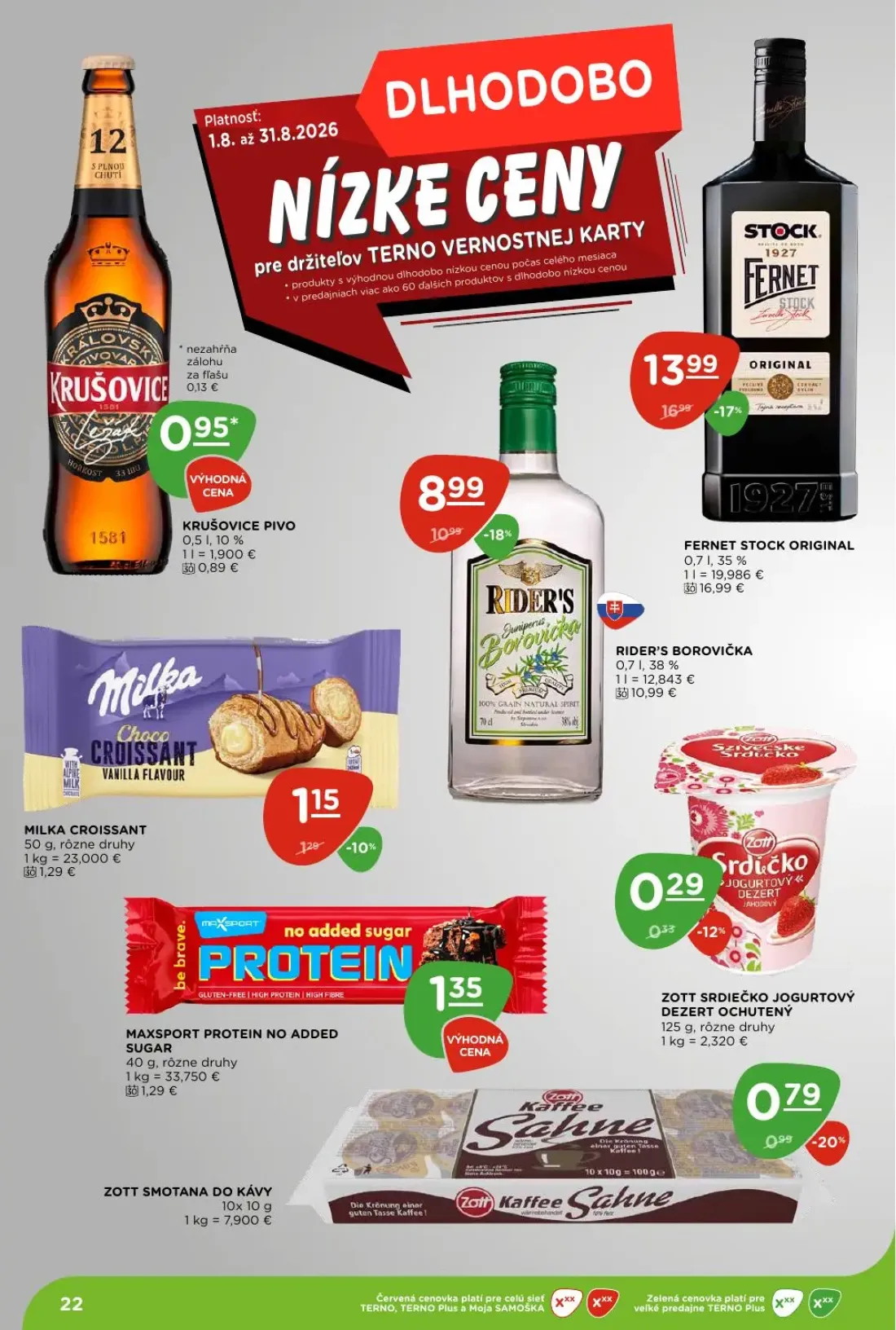 Terno leták, strana 22 z 30 — FERNET STOCK ORIGINAL, RIDER'S BOROVIČKA, ZOTT SMOTANA DO KÁVY