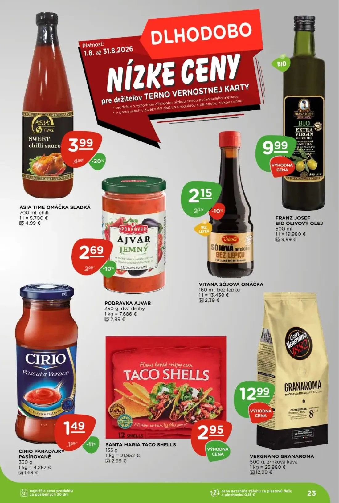 Terno leták, strana 23 z 30 — ASIA TIME OMÁČKA SLADKÁ, PODRAVKA AJVAR JEMNÝ, VITANA SÓJOVÁ OMÁČKA