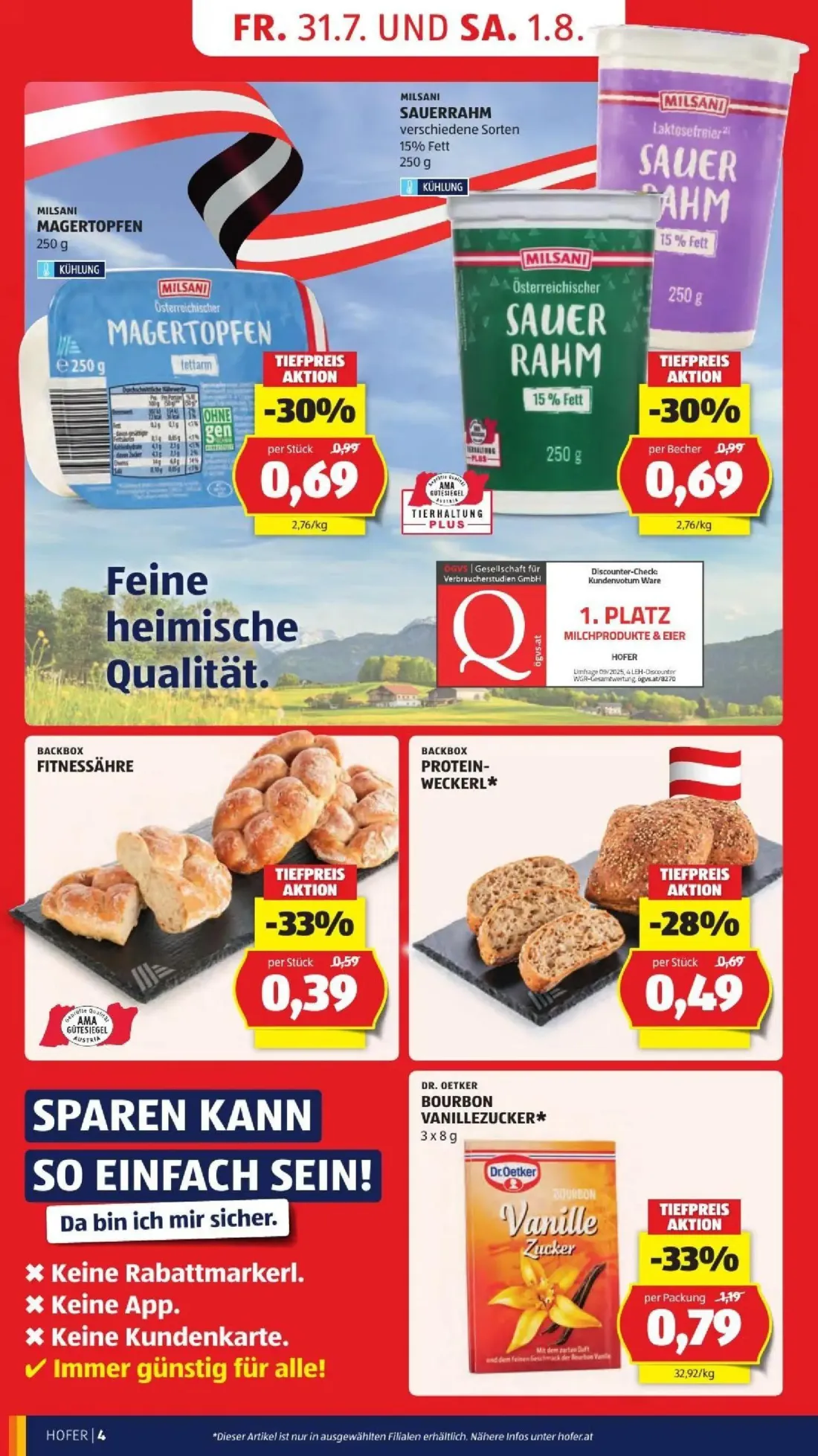Hofer Prospekt, Seite 6 von 50 — DR. OETKER BOURBON VANILLEZUCKER*, MILSANI MAGERTOPFEN, MILSANI SAUERRAHM