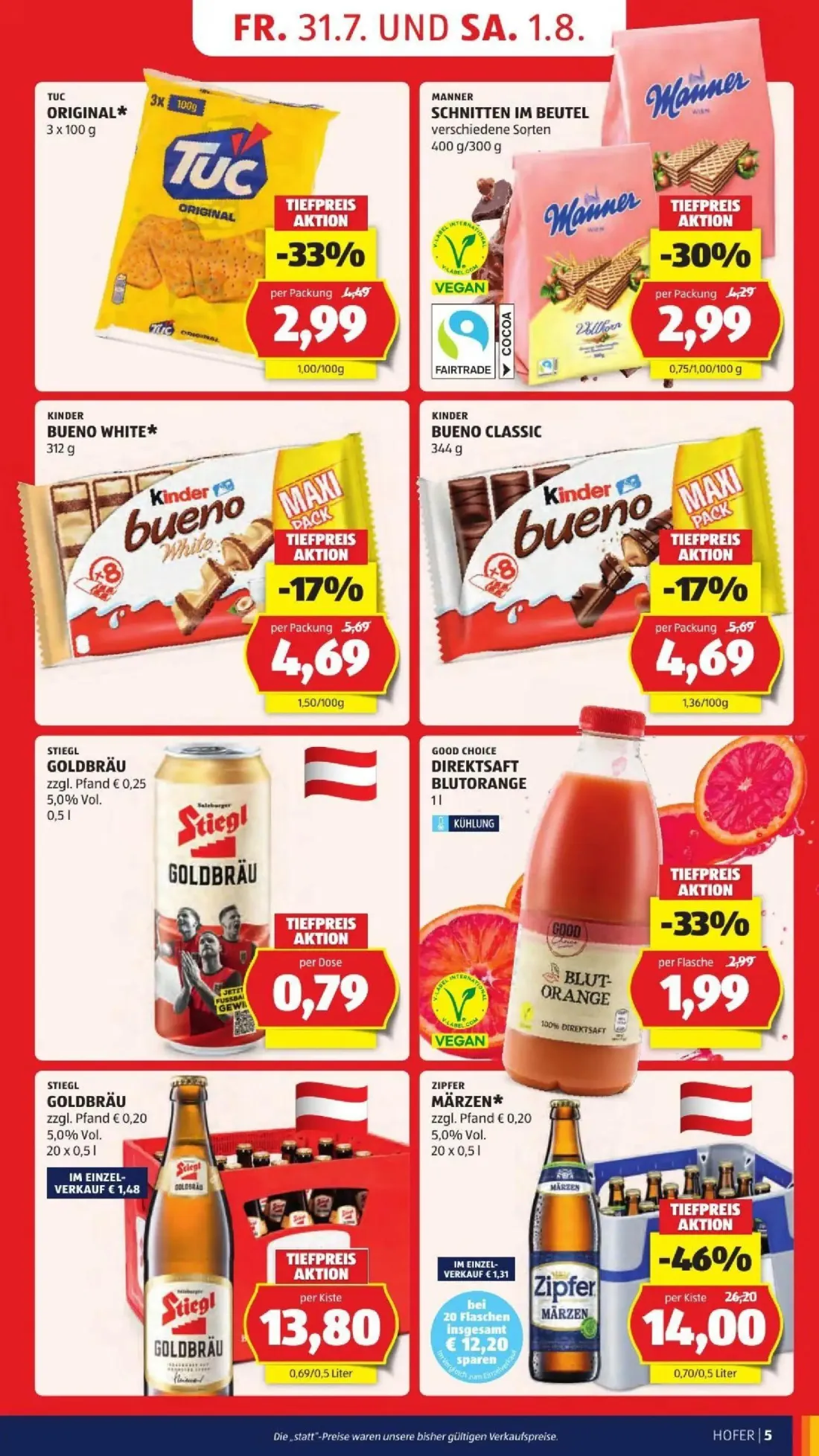 Hofer Prospekt, Seite 7 von 50 — ZIPFER MÄRZEN, TUC ORIGINAL, MANNER SCHNITTEN IM BEUTEL