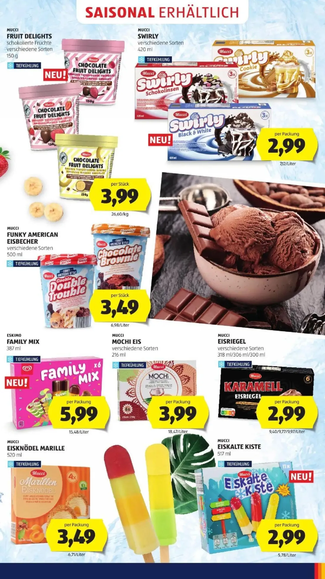 Hofer Prospekt, Seite 9 von 50 — FRUIT DELIGHTS, SWIRLY, FUNKY AMERICAN EISBECHER