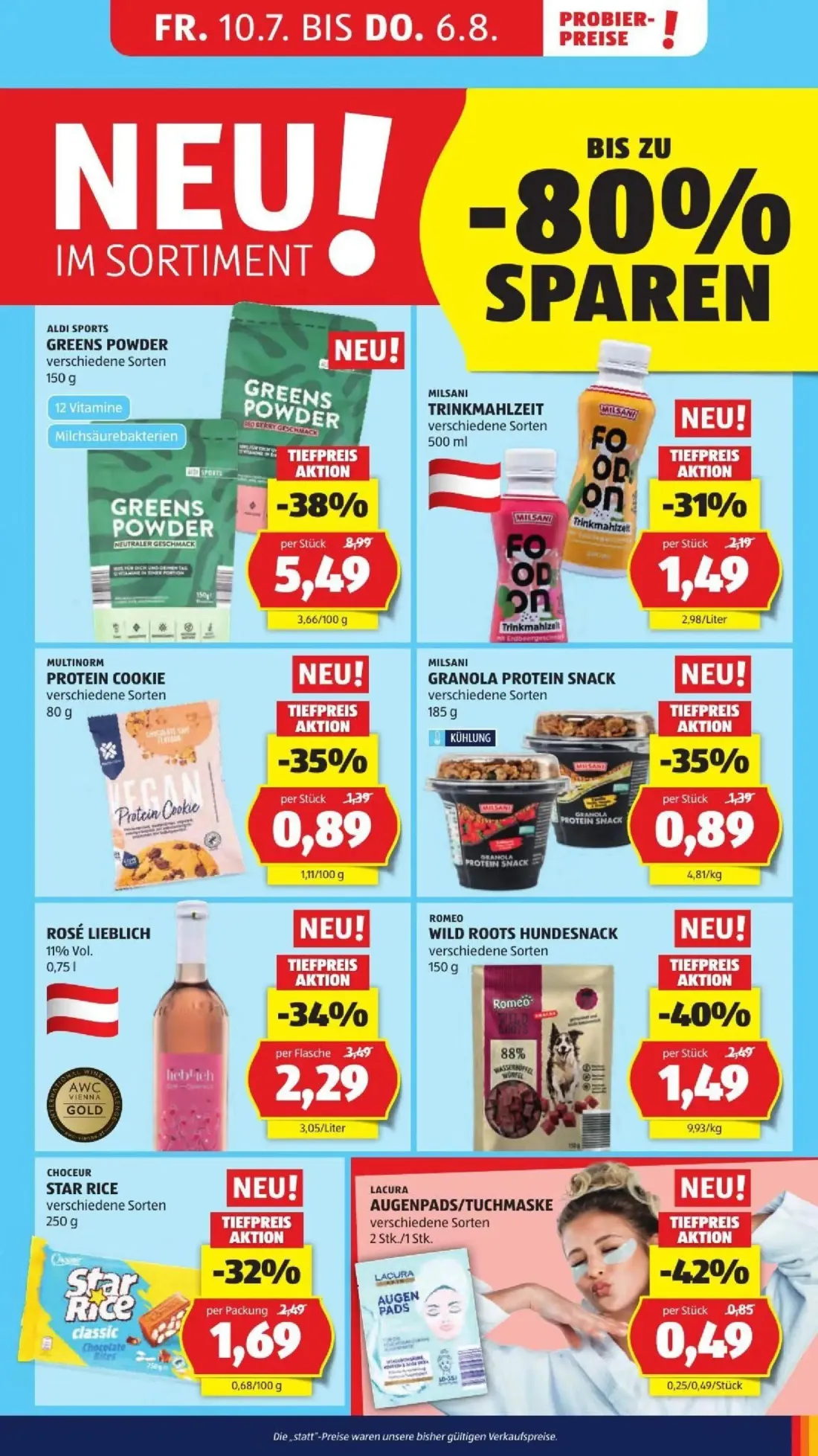 Hofer Prospekt, Seite 11 von 50 — ALDI SPORTS GREENS POWDER, ROSÉ LIEBLICH, ROMEO WILD ROOTS HUNDESNACK