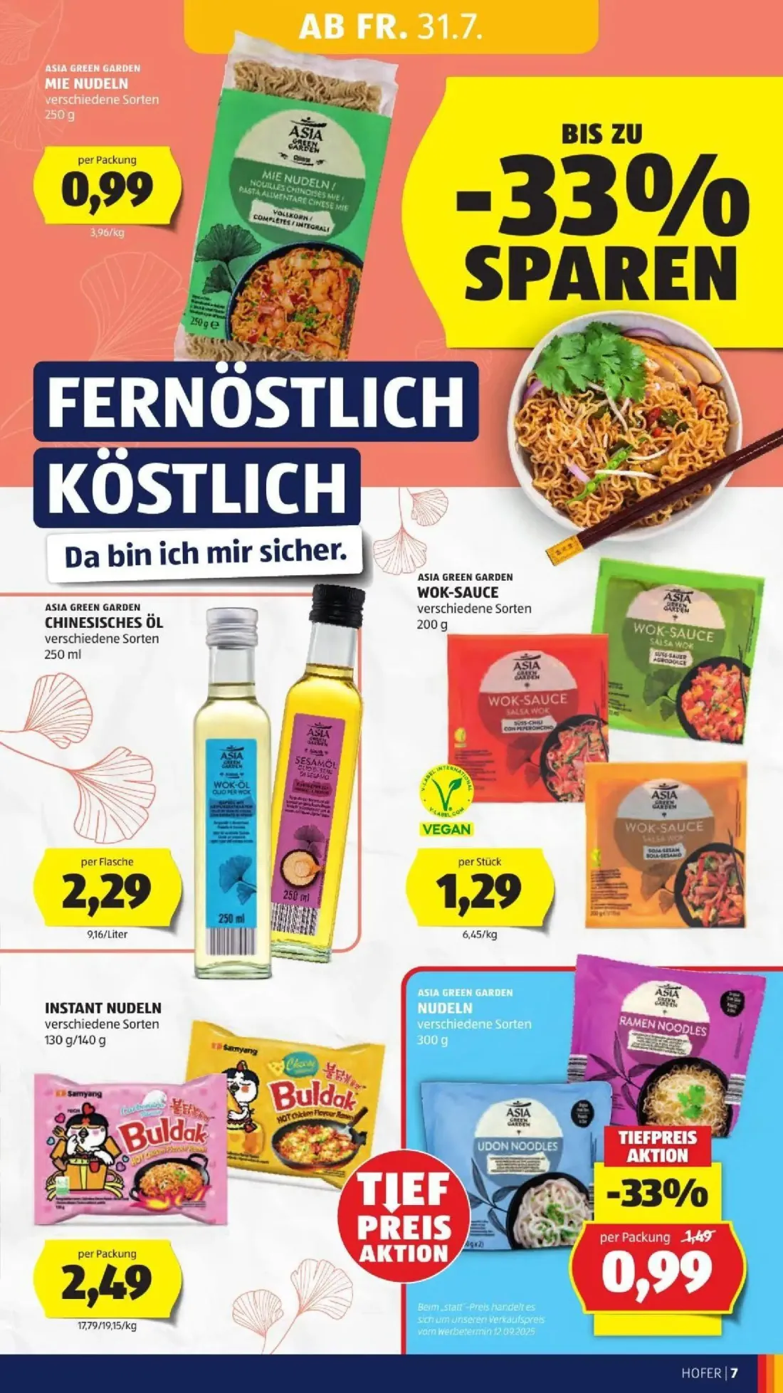 Hofer Prospekt, Seite 13 von 50 — NUDELN, MIE NUDELN, CHINESISCHES ÖL
