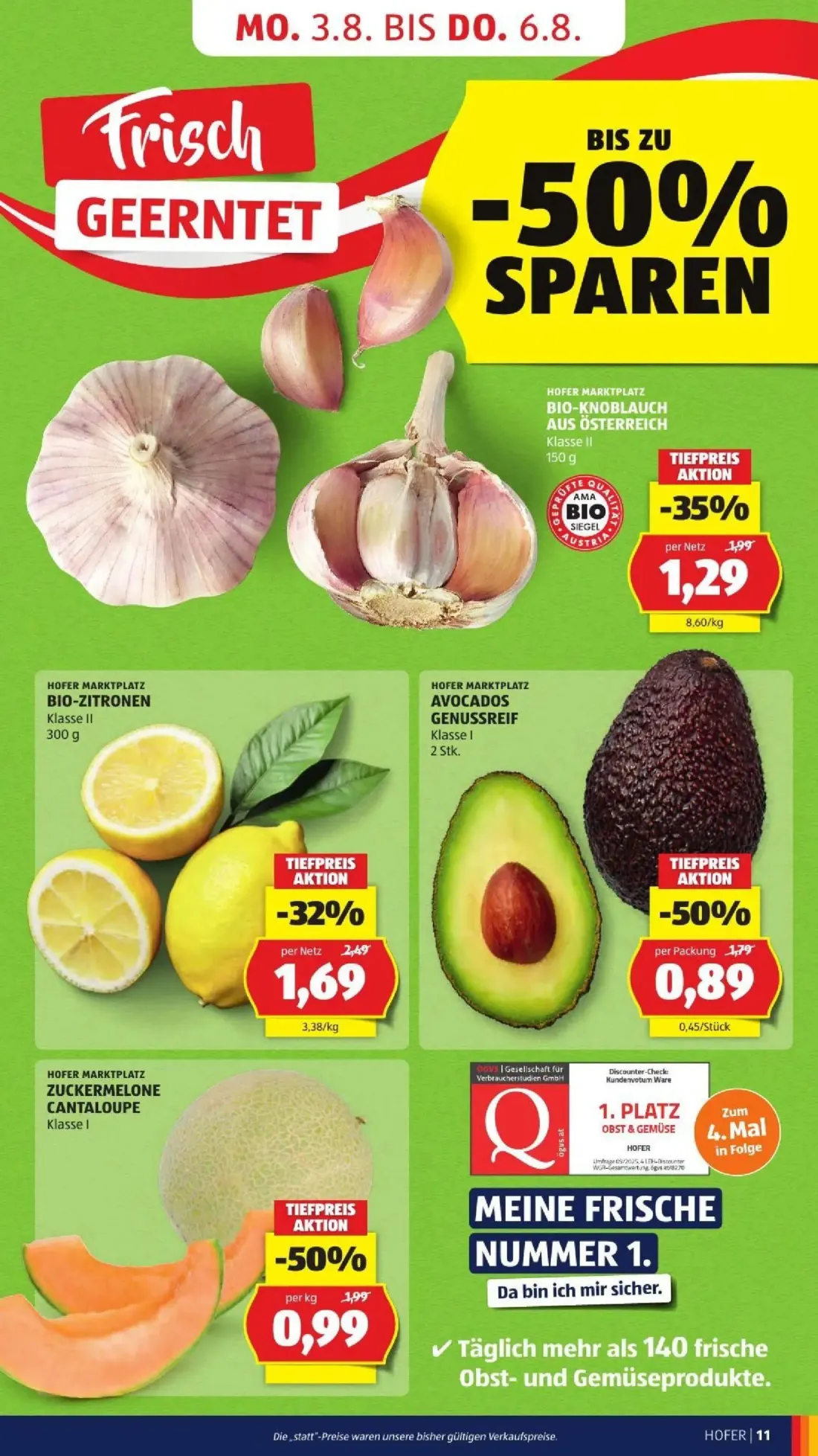 Hofer Prospekt, Seite 17 von 50 — ZUCKERMELONE CANTALOUPE, AVOCADOS GENUSSREIF, BIO-ZITRONEN