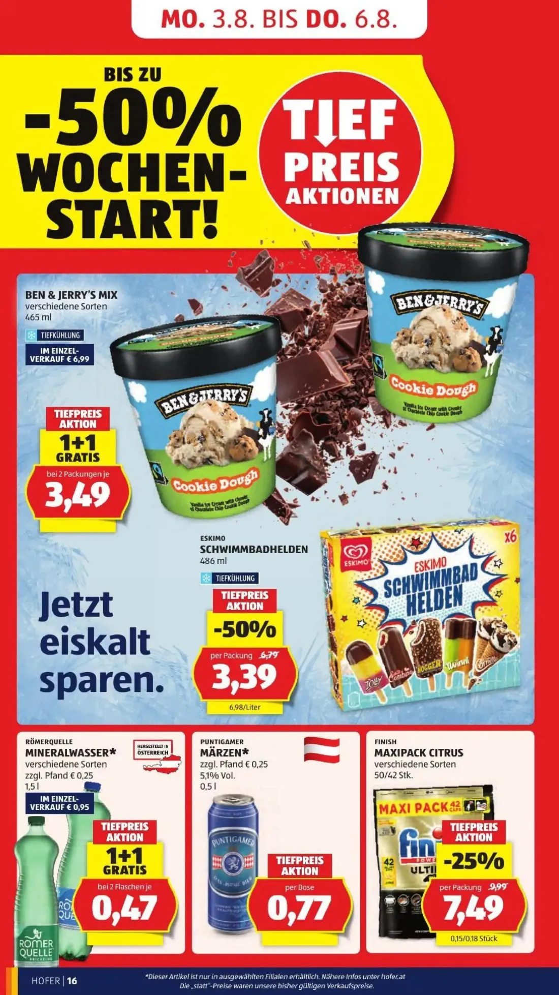 Hofer Prospekt, Seite 22 von 50 — BEN & JERRY'S MIX, ESKIMO SCHWIMMBADHELDEN, FINISH MAXIPACK CITRUS