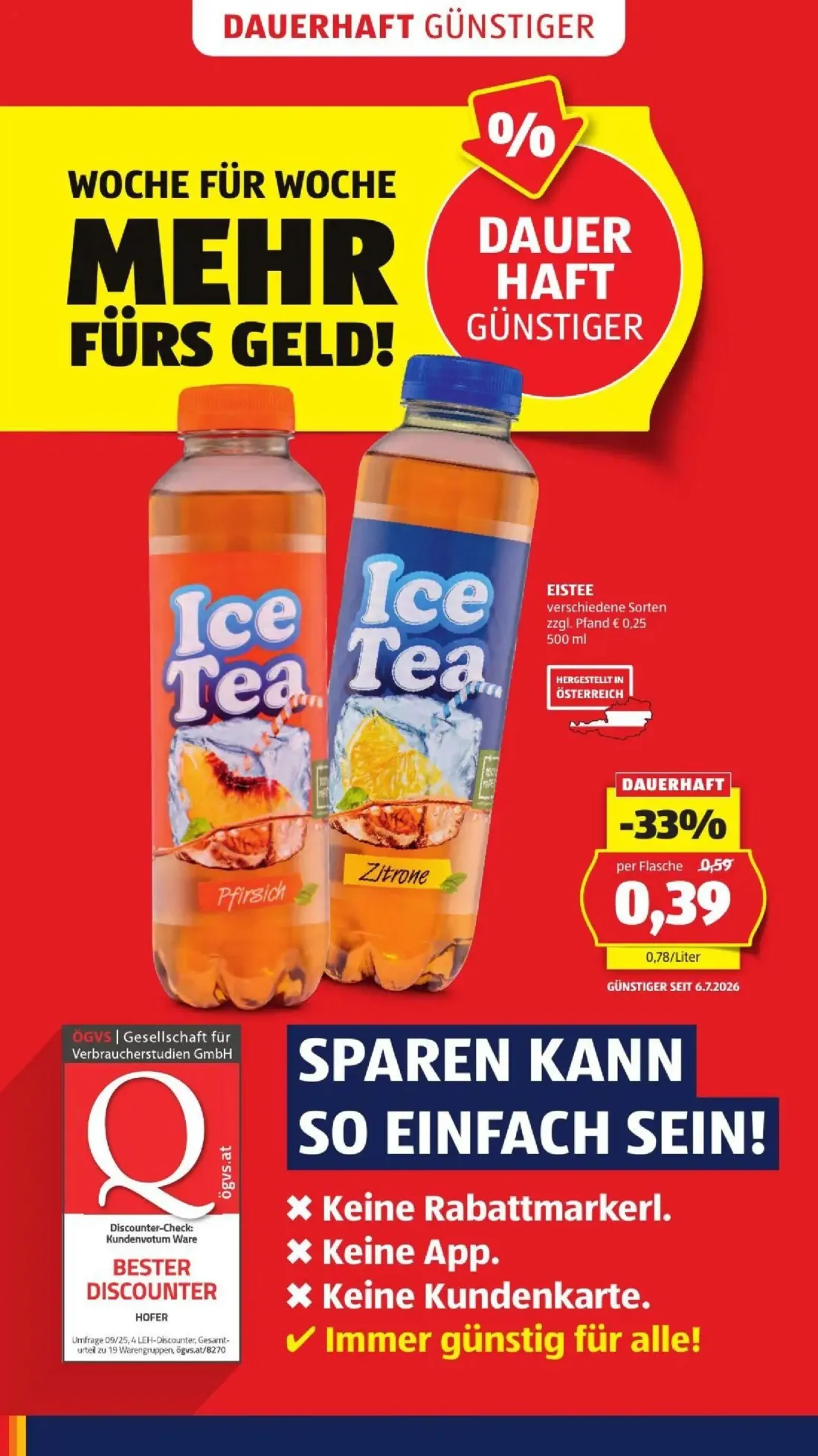 Hofer Prospekt, Seite 30 von 50 — EISTEE Pfirsich/Zitrone
