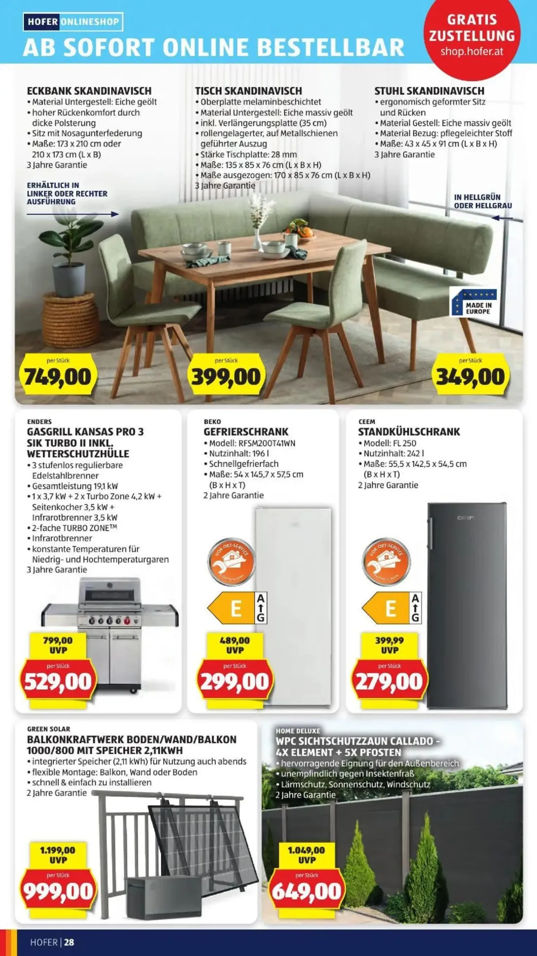 Hofer Prospekt, Seite 42 von 50 — WPC SICHTSCHUTZZAUN CALLADO - 4X ELEMENT + 5X PFOSTEN, GASGRILL KANSAS PRO 3 SIK TURBO II …