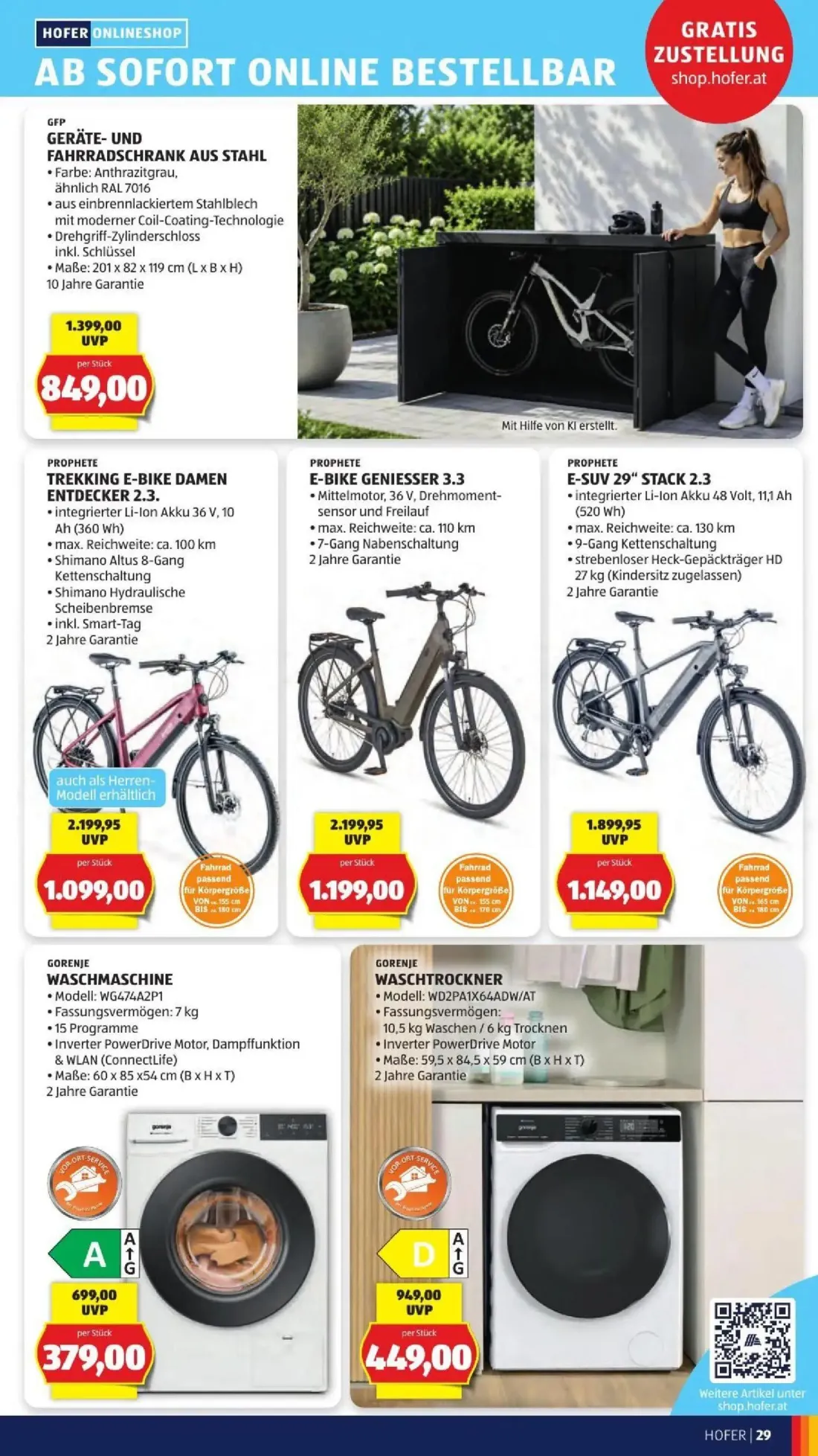 Hofer Prospekt, Seite 43 von 50 — TREKKING E-BIKE DAMEN ENTDECKER 2.3, E-BIKE GENIESSER 3.3, E-SUV 29" STACK 2.3