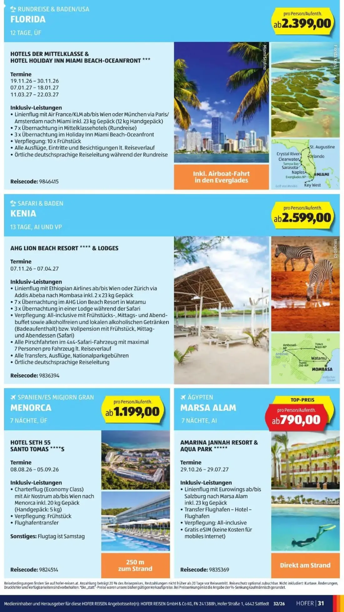 Hofer Prospekt, Seite 45 von 50 — FLORIDA, KENIA, MENORCA