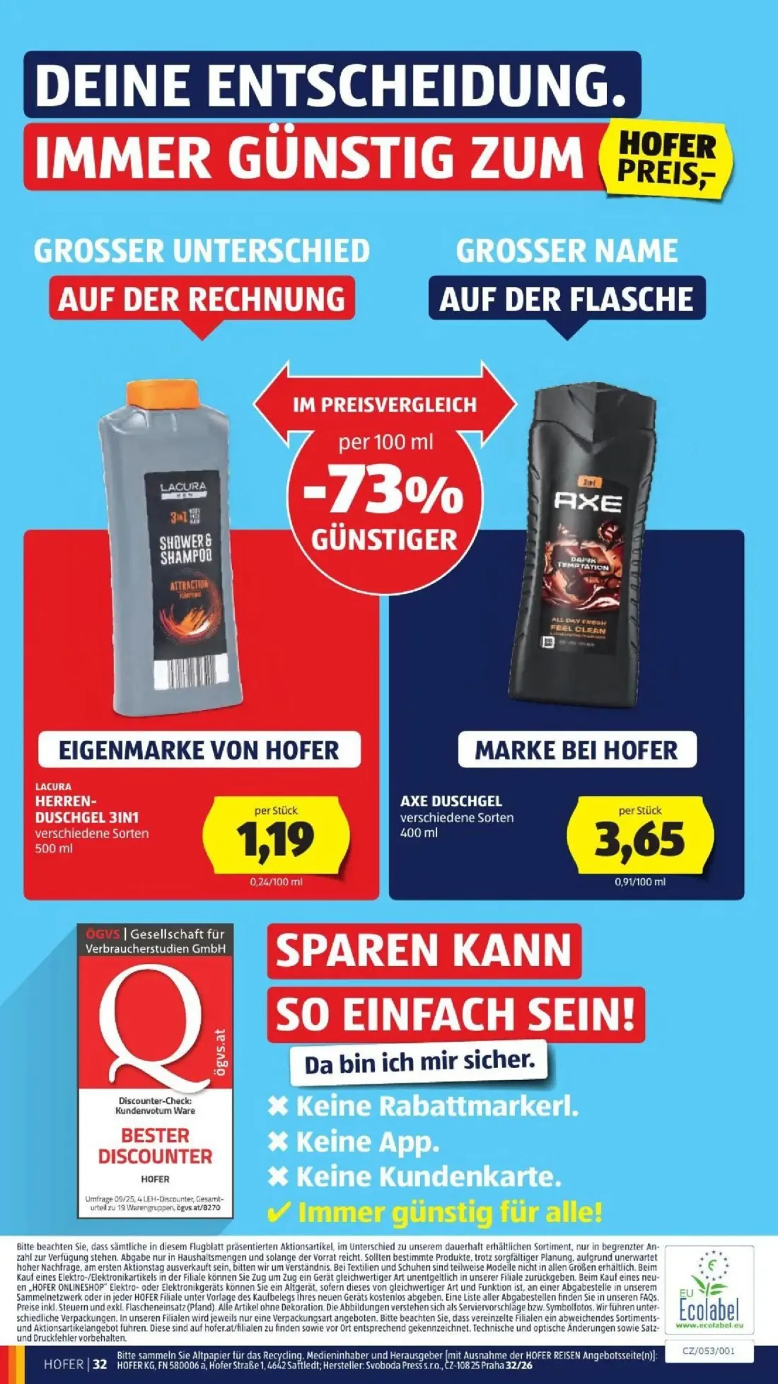 Hofer Prospekt, Seite 46 von 50 — LACURA HERREN-DUSCHGEL 3IN1, AXE DUSCHGEL