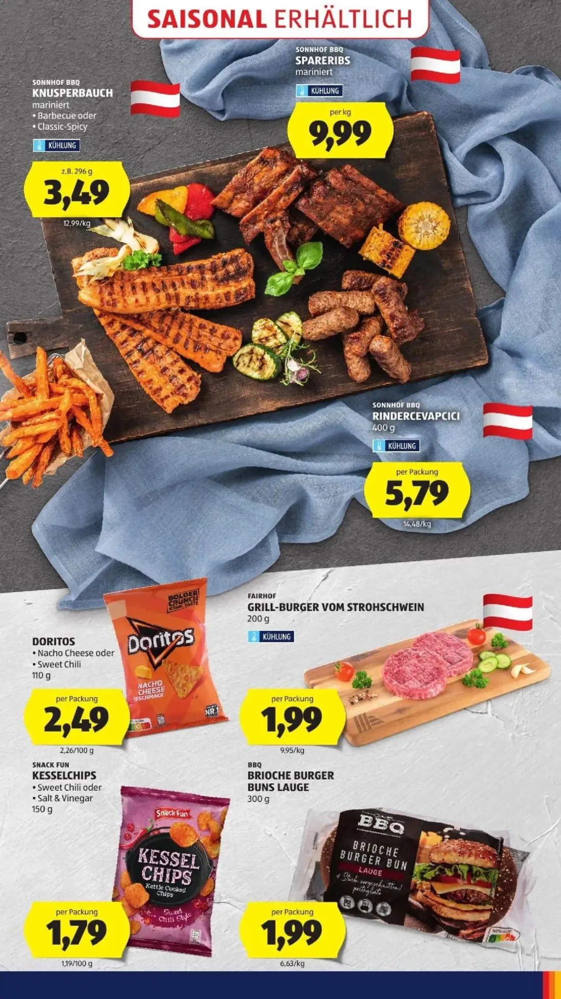 Hofer Prospekt, Seite 47 von 50 — SONNHOF BBQ KNUSPERBAUCH, SONNHOF BBQ SPARERIBS, SONNHOF BBQ RINDERCEVAPCICI