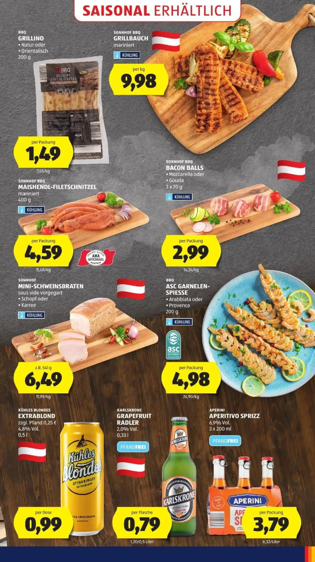 Hofer Prospekt, Seite 49 von 50 — BBQ GRILLINO Natur oder Orientalisch, SONNHOF BBQ GRILLBAUCH mariniert, SONNHOF BBQ MAISHE…