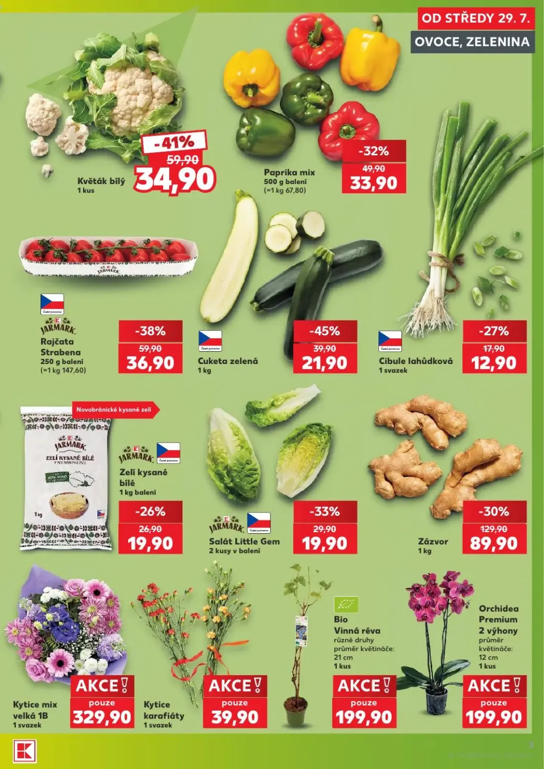 Kaufland leták, strana 3 z 54 — Zázvor, Květák bílý, Rajčata Strabena