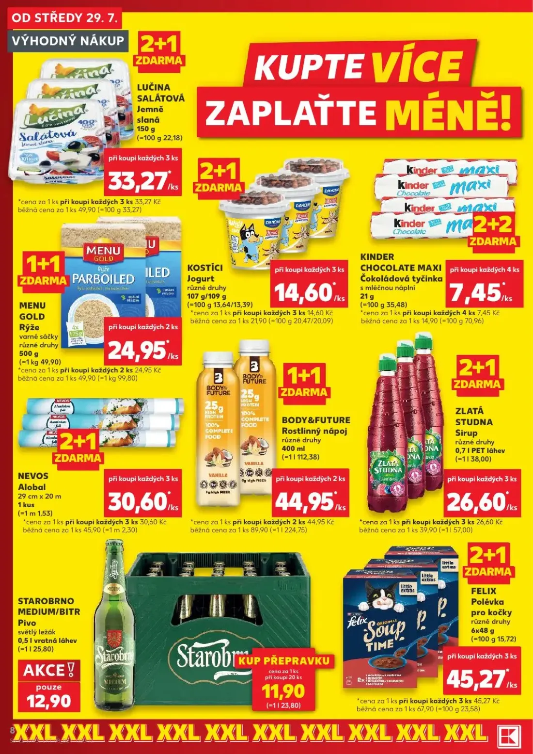 Kaufland leták, strana 8 z 54 — BODY&FUTURE Rostlinný nápoj různé druhy, MENU GOLD Rýže varné sáčky různé druhy, FELIX Polév…