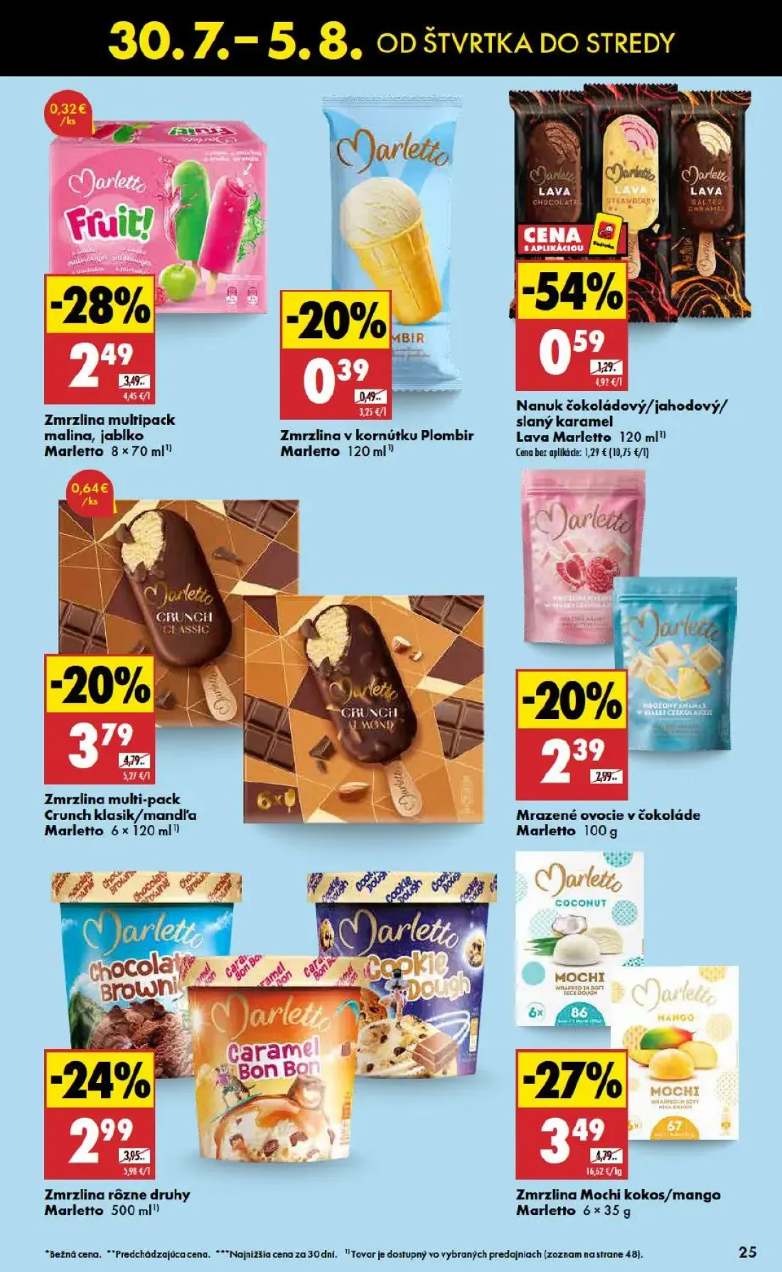 Biedronka leták, strana 25 z 48 — Zmrzlina Mochi kokos/mango Marletto, Zmrzlina multipack malina, jablko Marletto, Zmrzlina …