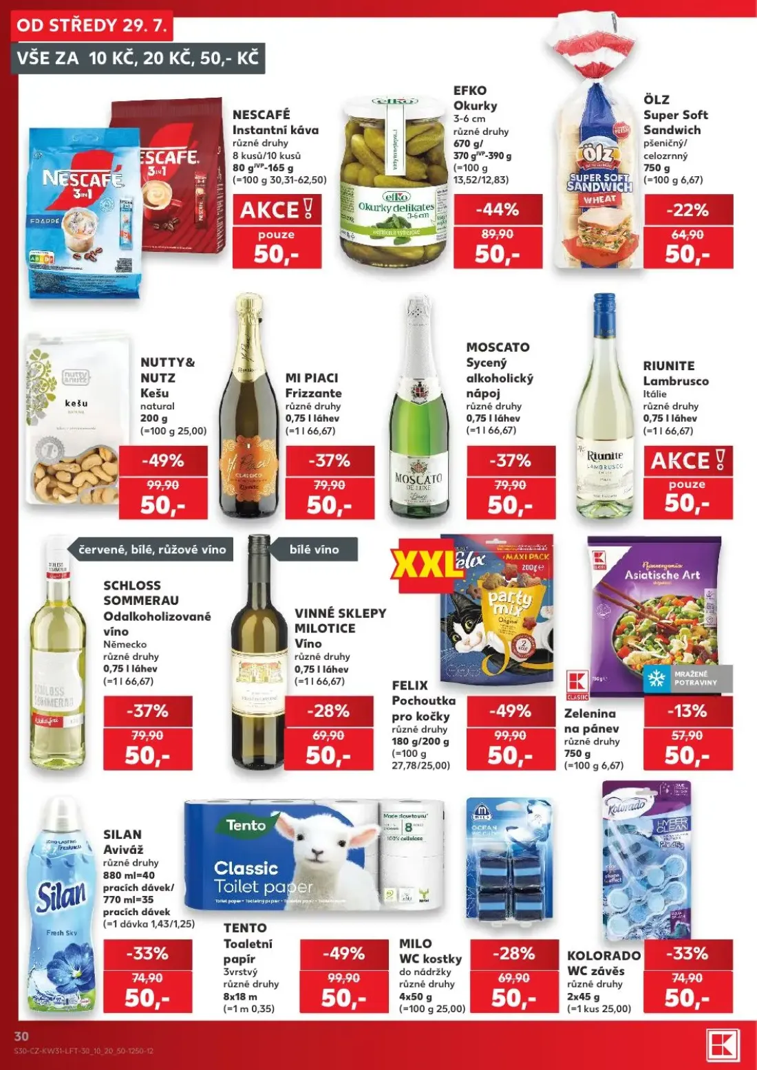 Kaufland leták, strana 30 z 54 — NUTTY&NUTZ Kešu natural, FELIX Pochoutka pro kočky, TENTO Toaletní papír