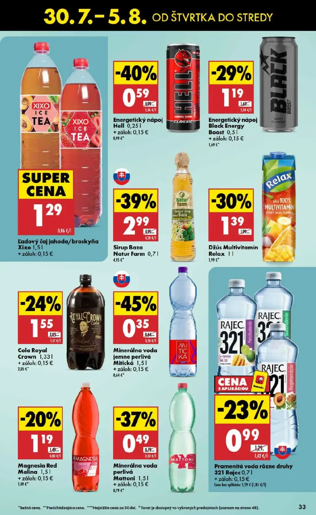Biedronka leták, strana 33 z 48 — Sirup Baza Natur Farm, Džús Multivitamín Relax, Energetický nápoj Black Energy Boost