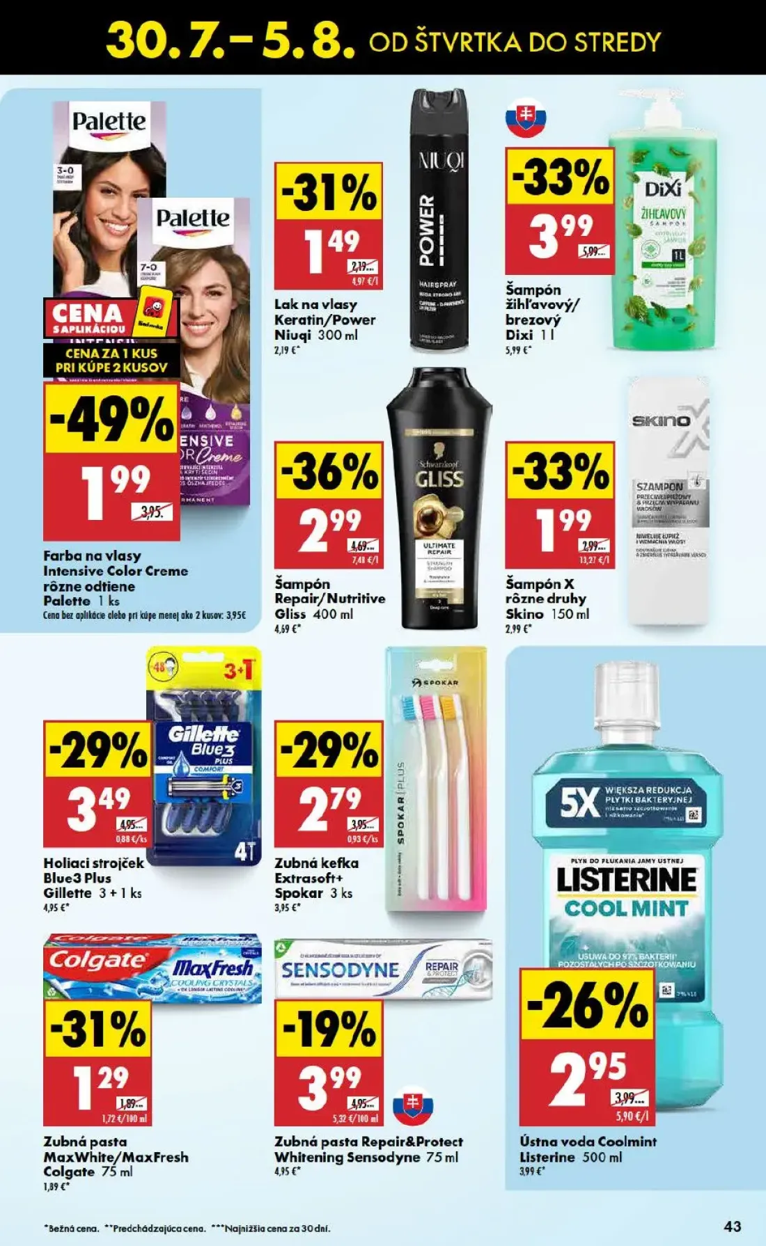 Biedronka leták, strana 43 z 48 — Šampón žihľavový/brezový Dixi, Farba na vlasy Intensive Color Creme rôzne odtiene Palette,…