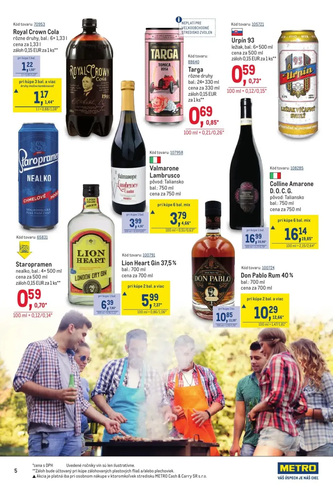 Metro leták, strana 5 z 40 — Colline Amarone D. O. C. G., Don Pablo Rum 40%, Lion Heart Gin 37,5%