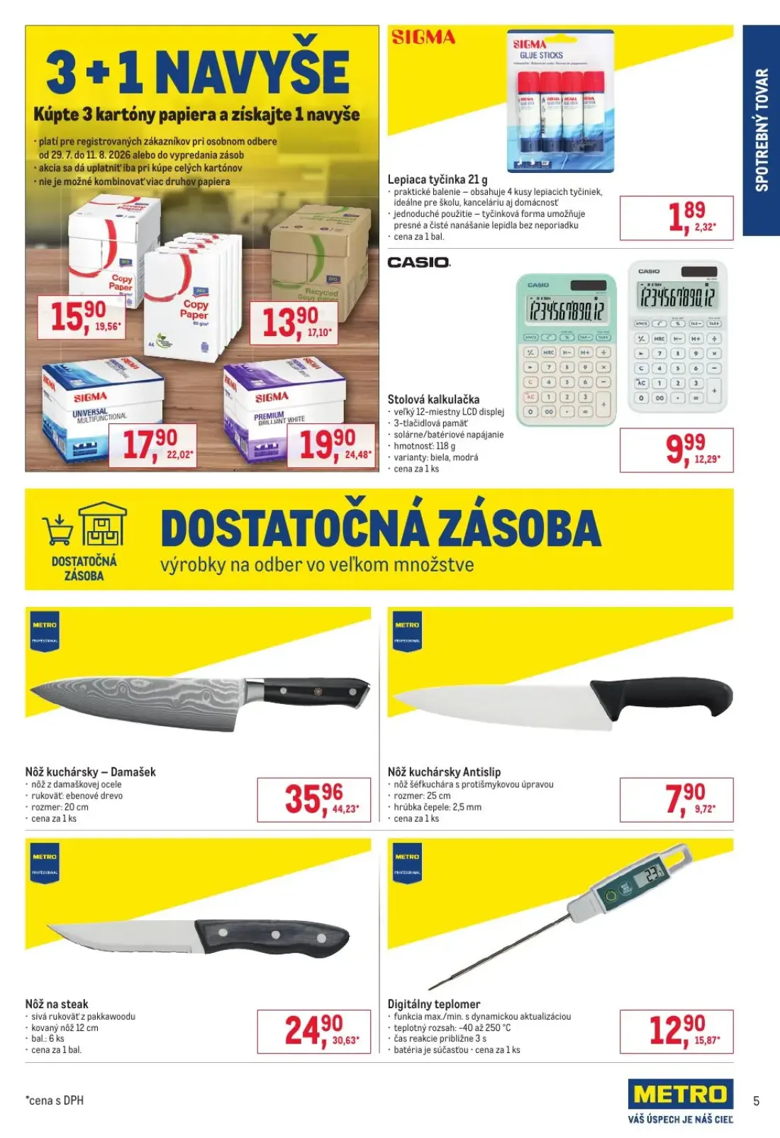 Metro leták, strana 5 z 6 — Nôž kuchársky - Damašek, Nôž na steak, Digitálny teplomer