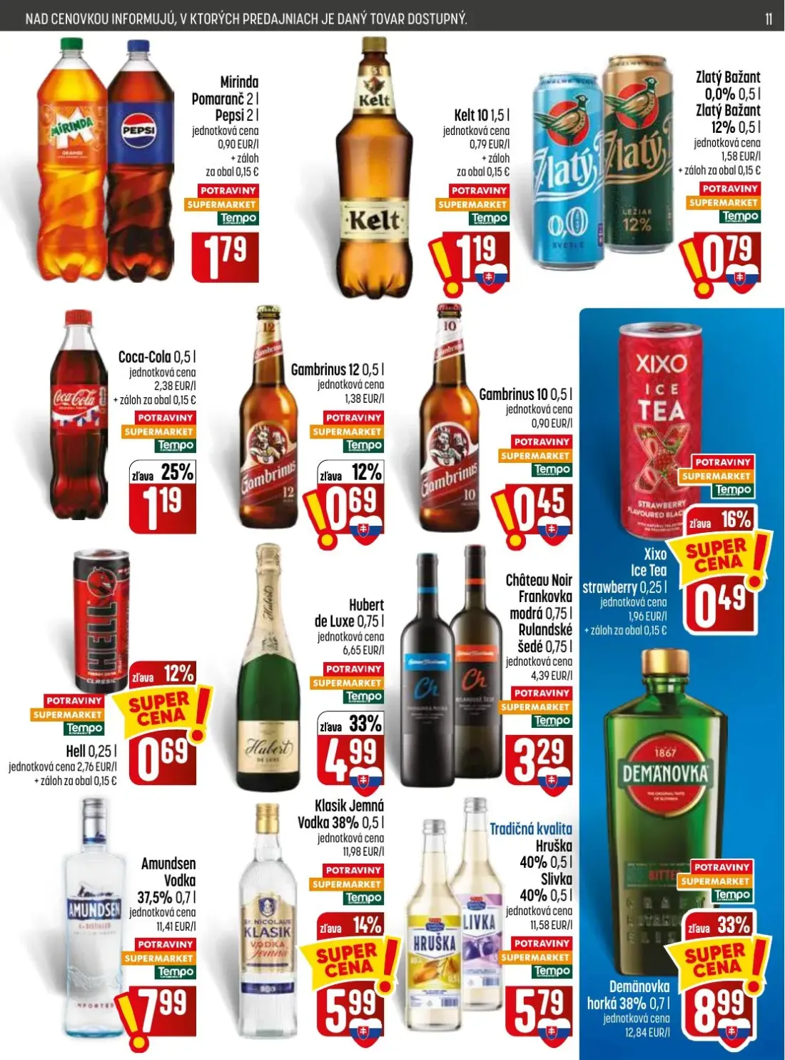 Coop Jednota leták, strana 11 z 28 — Mirinda Pomaranč, Pepsi, Kelt 10