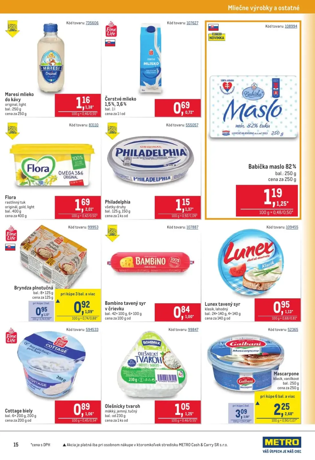 Metro leták, strana 15 z 40 — Mascarpone, Flora rastlinný tuk, Maresi mlieko do kávy
