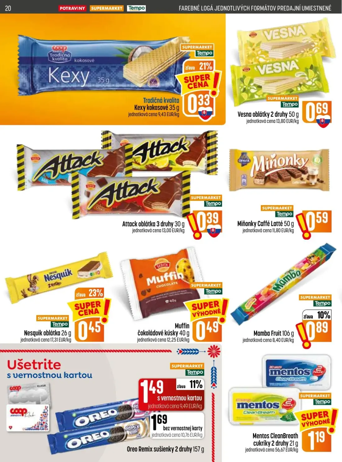 Coop Jednota leták, strana 20 z 28 — Oreo Remix sušienky, Kexy kokosové, Vesna oblátky