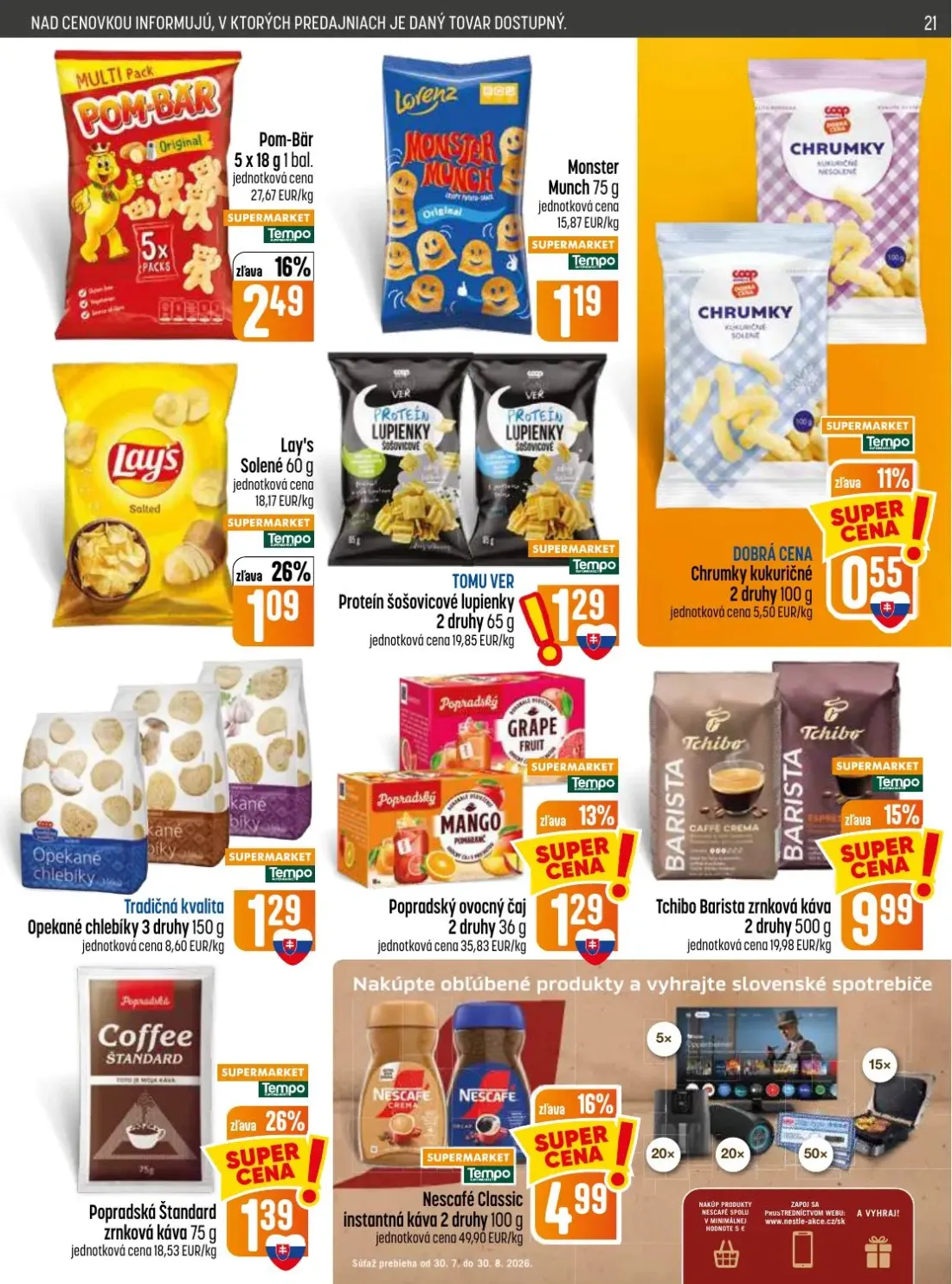 Coop Jednota leták, strana 21 z 28 — Pom-Bär, Monster Munch, Lay's Solené