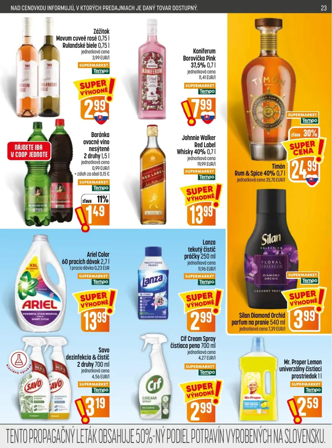 Coop Jednota leták, strana 23 z 28 — Zážitok Movum cuveé rosé, Rulandské biele, Koniferum Borovička Pink