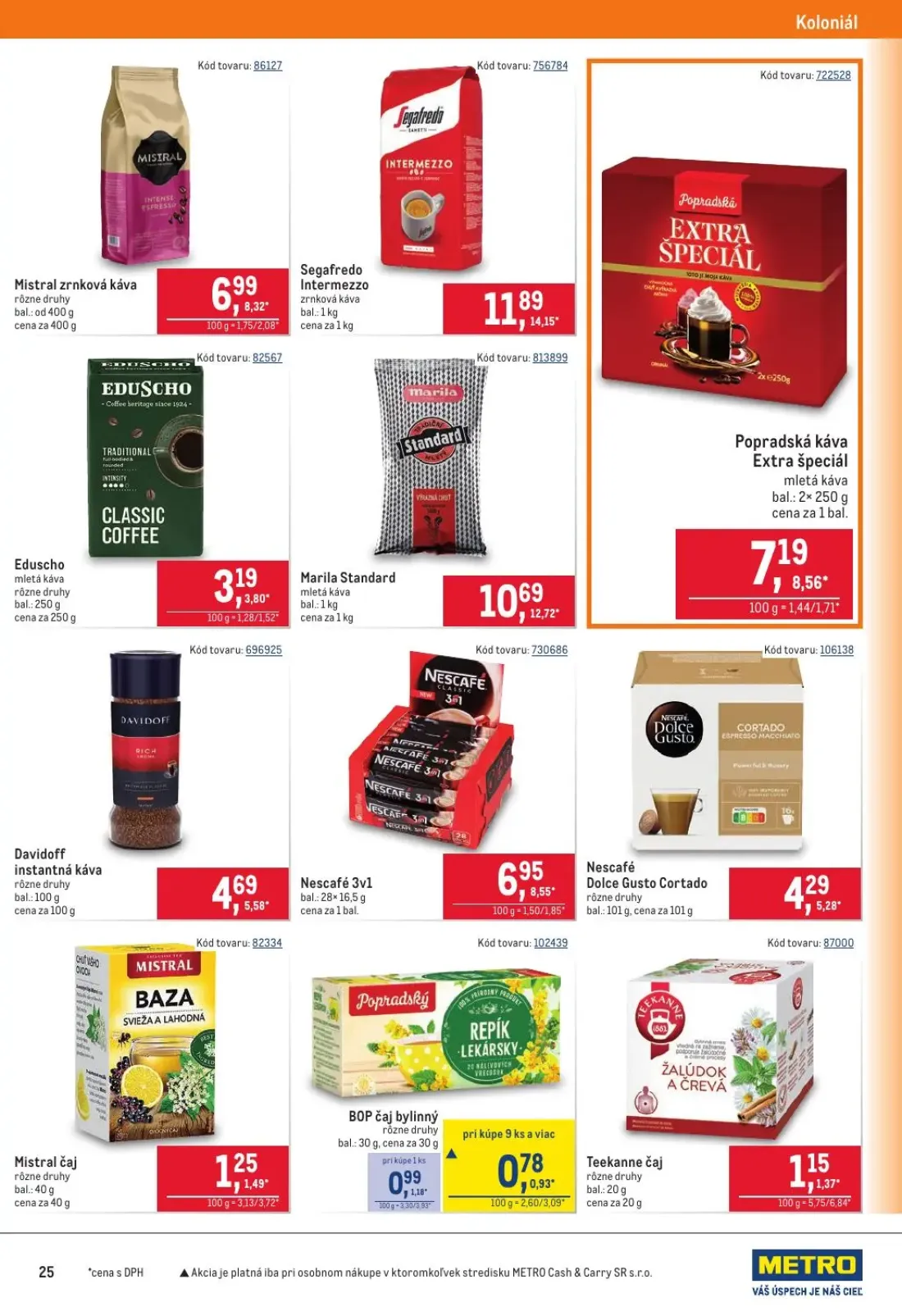 Metro leták, strana 25 z 40 — Segafredo Intermezzo, Marila Standard mletá káva, Nescafé 3v1