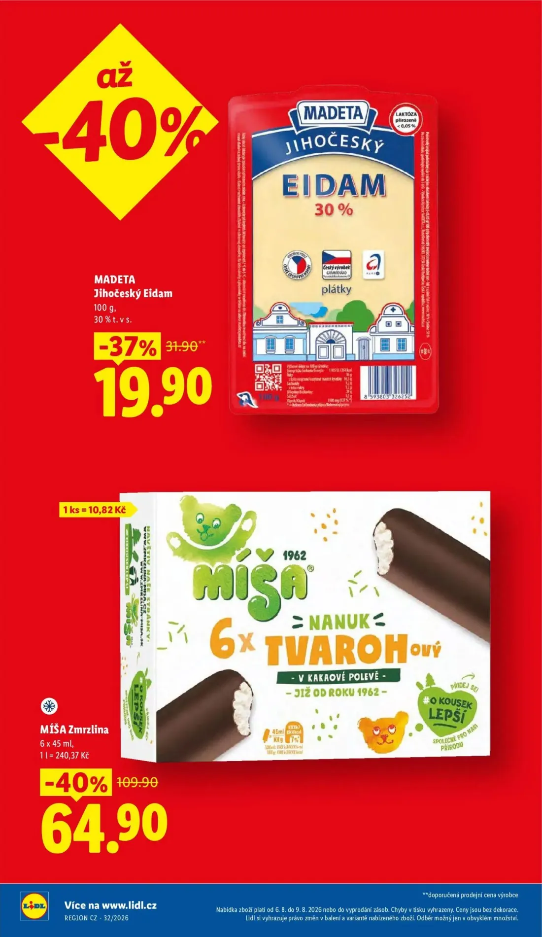 Lidl leták, strana 8 z 48 — MÍŠA Zmrzlina, MADETA Jihočeský Eidam