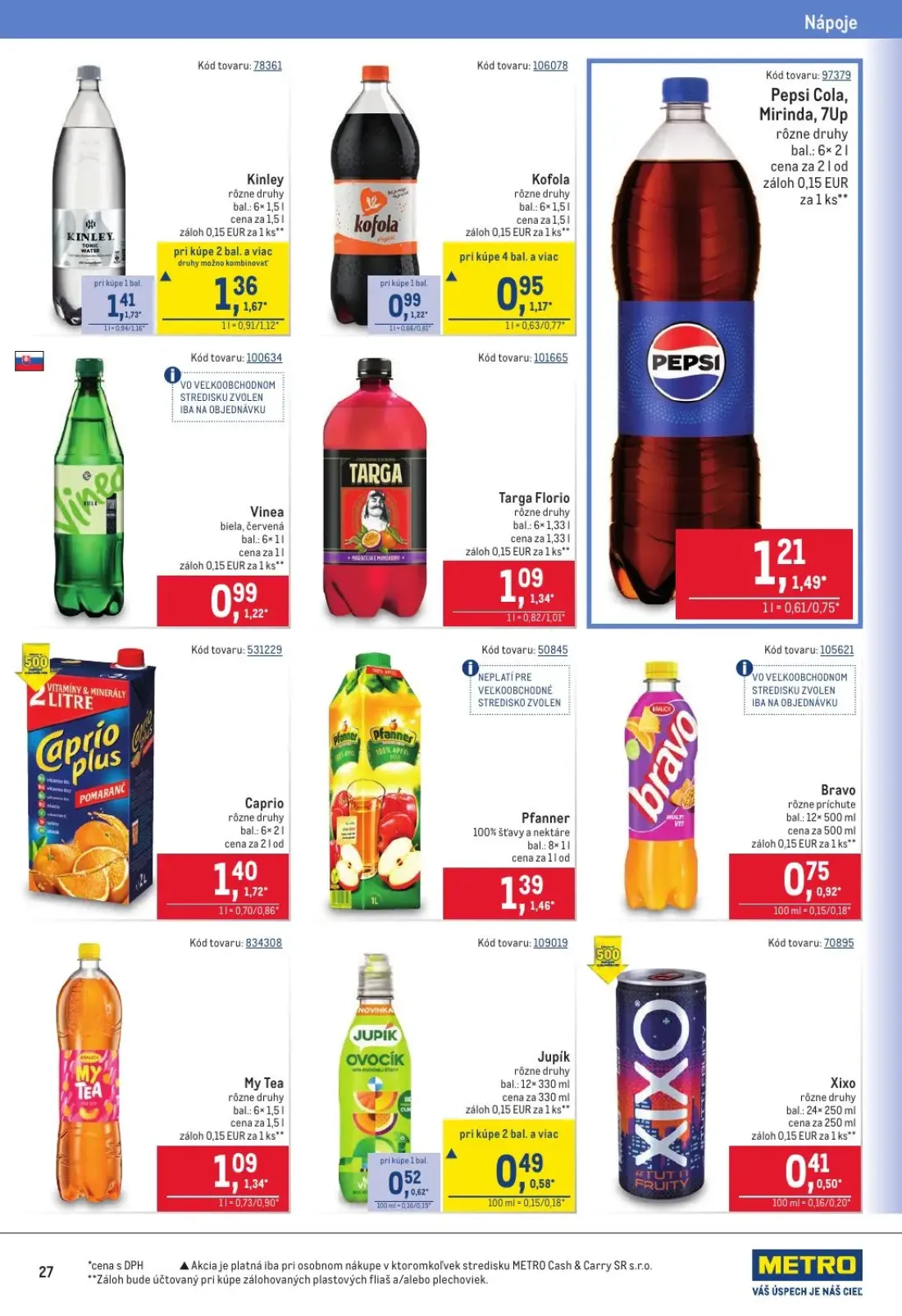 Metro leták, strana 27 z 40 — Caprio, Pepsi Cola, Mirinda, 7Up, Targa Florio