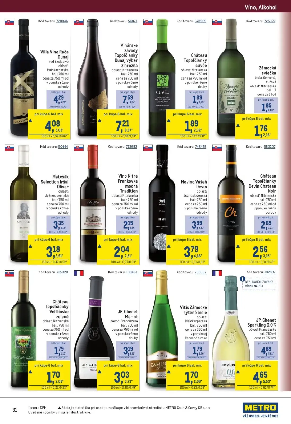 Metro leták, strana 31 z 40 — Vinárske závody Topoľčianky Dunaj výber z hrozna, Villa Vino Rača Dunaj, Movino Vášeň Devín