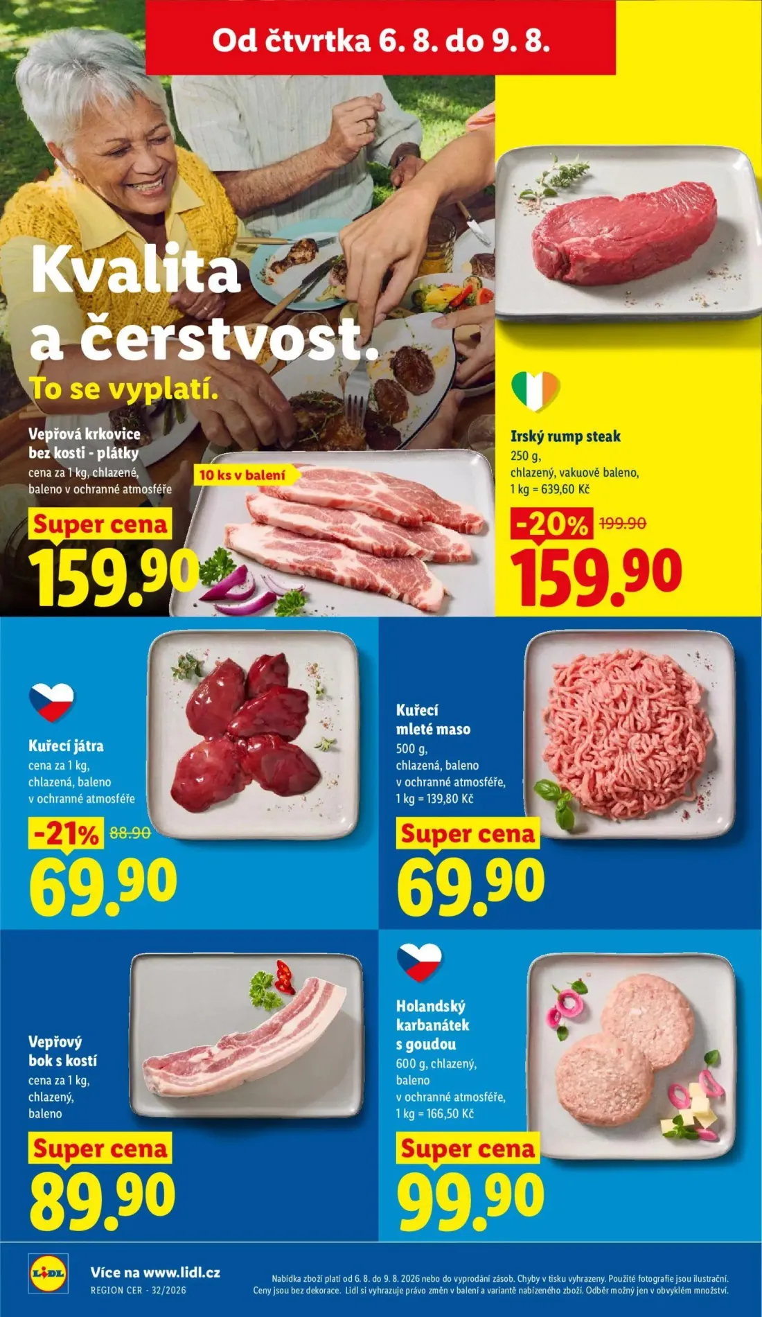 Lidl leták, strana 16 z 48 — Irský rump steak, Kuřecí játra, Vepřová krkovice bez kosti - plátky