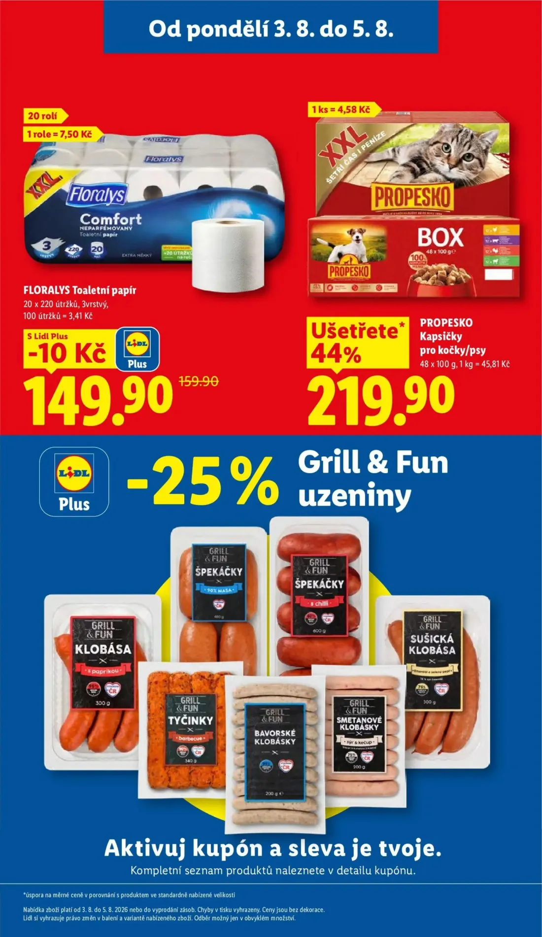 Lidl leták, strana 3 z 54 — FLORALYS Toaletní papír, PROPESKO Kapsičky pro kočky/psy