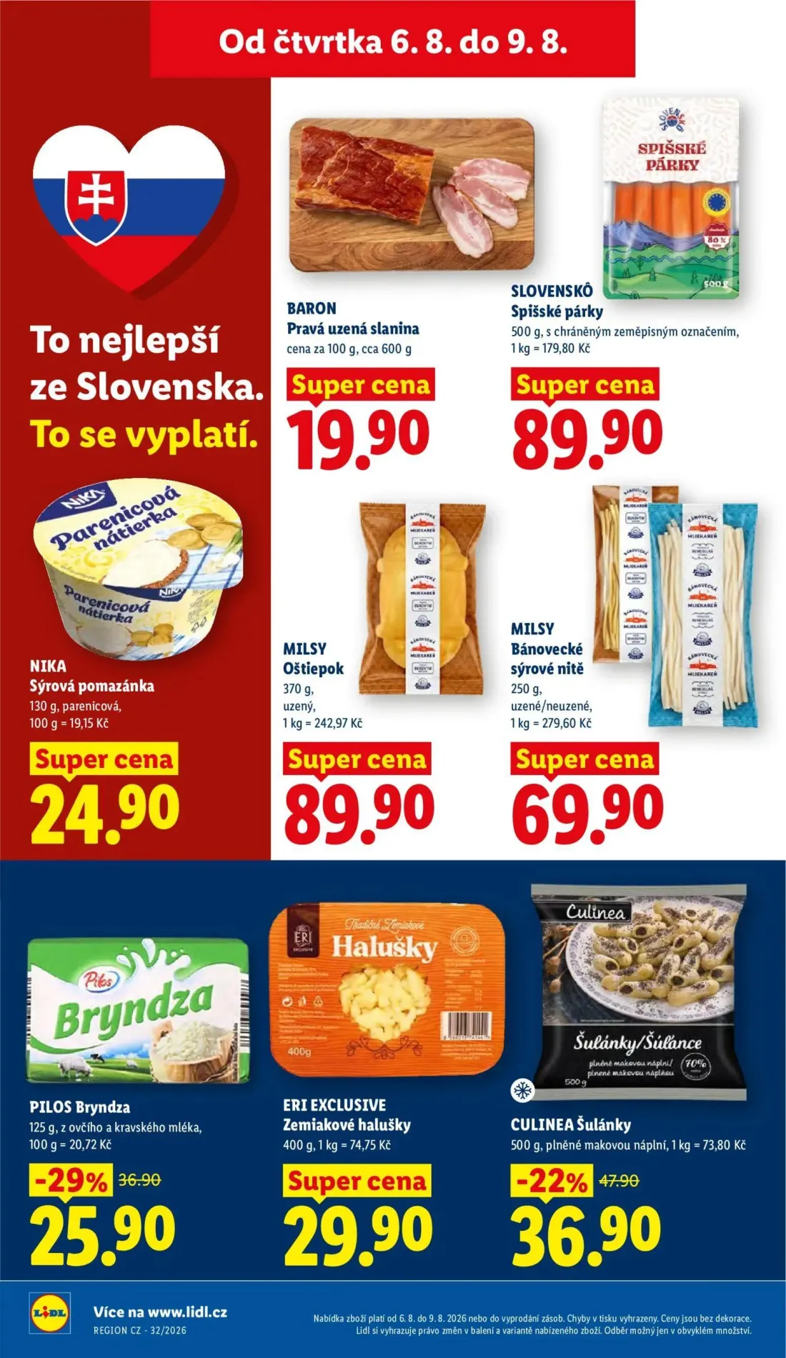 Lidl leták, strana 18 z 48 — Bryndza, Šulánky, Pravá uzená slanina