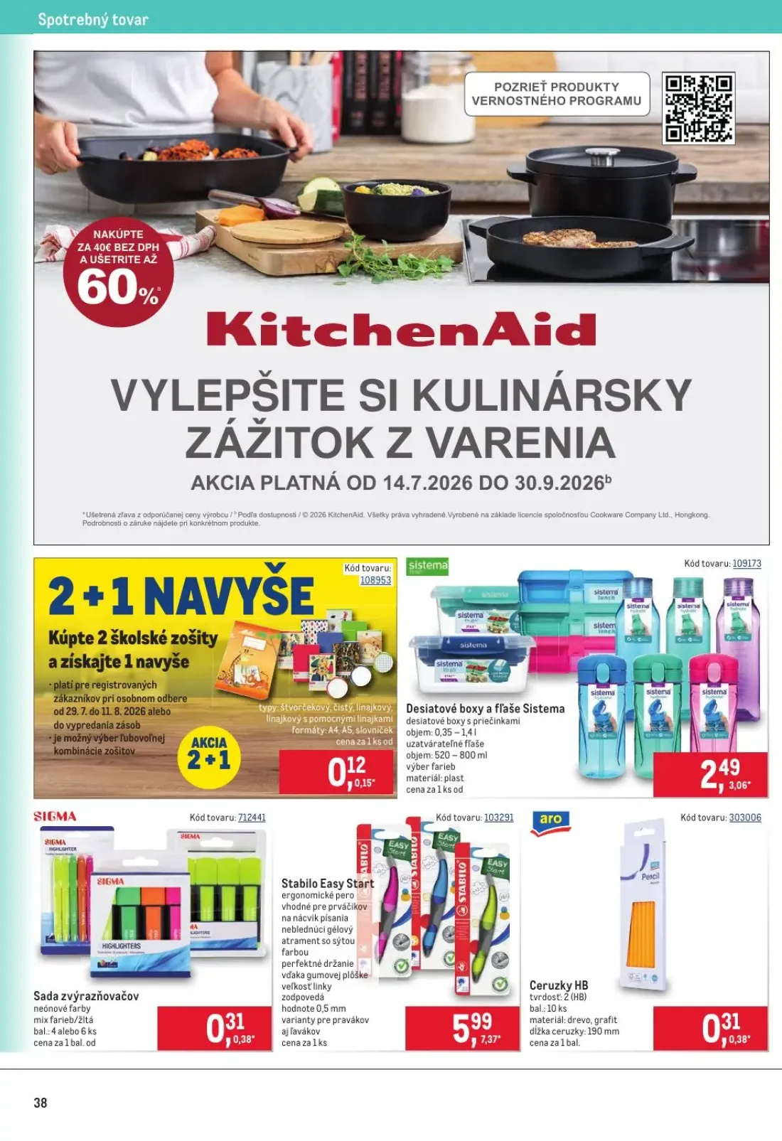 Metro leták, strana 38 z 40 — Stabilo Easy Start ergonomické pero, Desiatové boxy a fľaše Sistema, Sada zvýrazňovačov neónov…