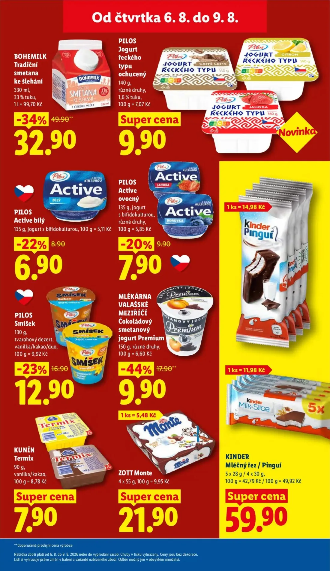 Lidl leták, strana 21 z 48 — BOHEMILK Tradiční smetana ke šlehání, MLÉKÁRNA VALAŠSKÉ MEZIŘÍČÍ Čokoládový smetanový jogurt Pr…