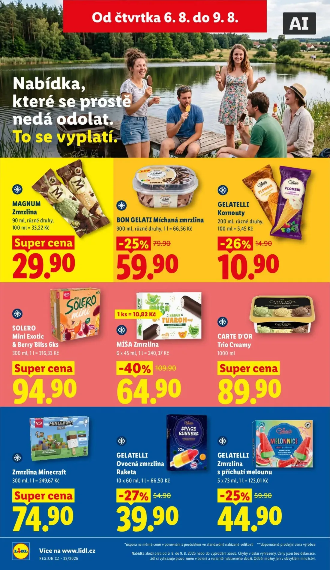 Lidl leták, strana 22 z 48 — MÍŠA Zmrzlina, BON GELATI Míchaná zmrzlina, GELATELLI Ovocná zmrzlina Raketa
