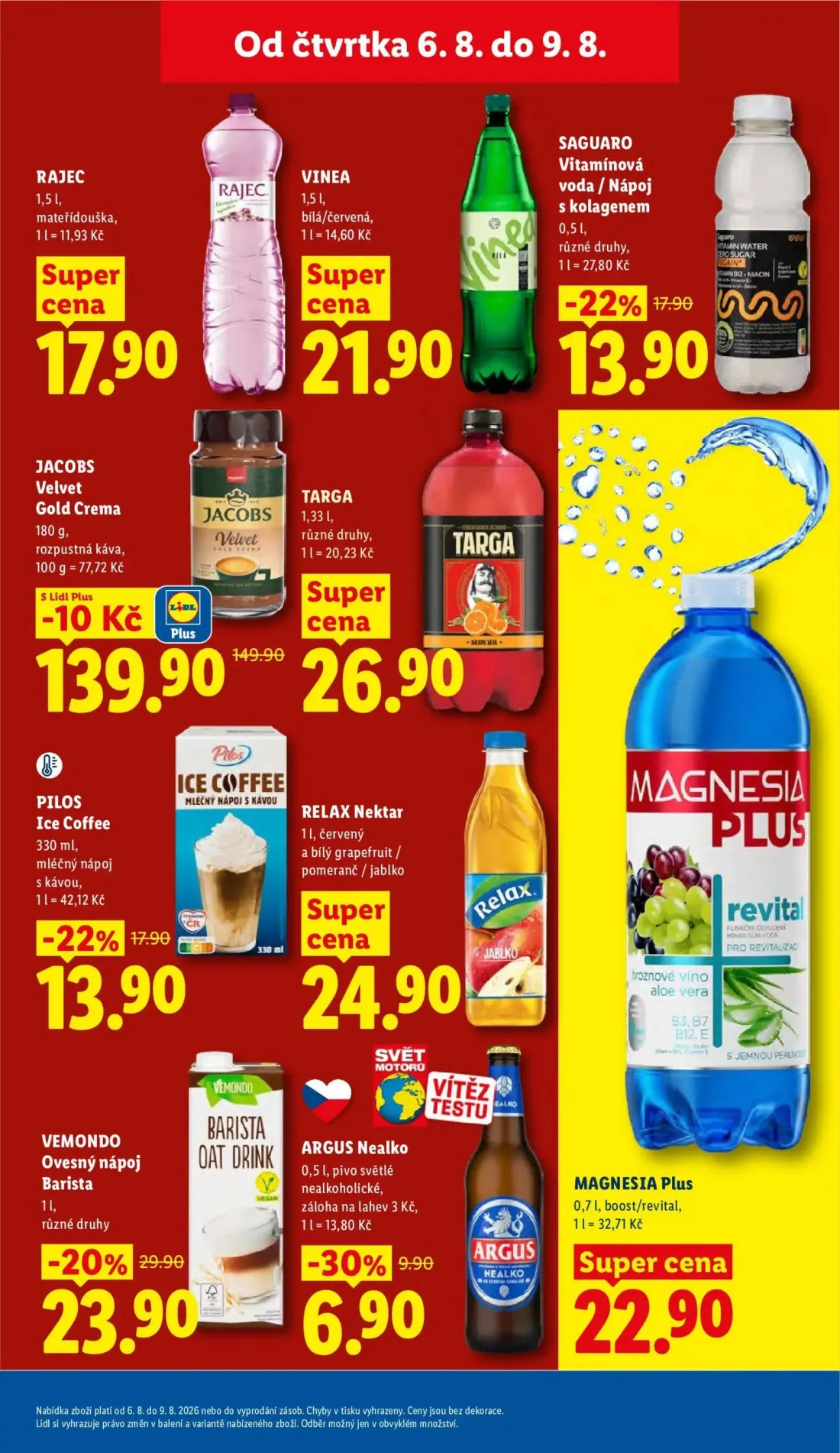 Lidl leták, strana 25 z 48 — JACOBS Velvet Gold Crema, VEMONDO Ovesný nápoj Barista, SAGUARO Vitamínová voda / Nápoj s kolag…