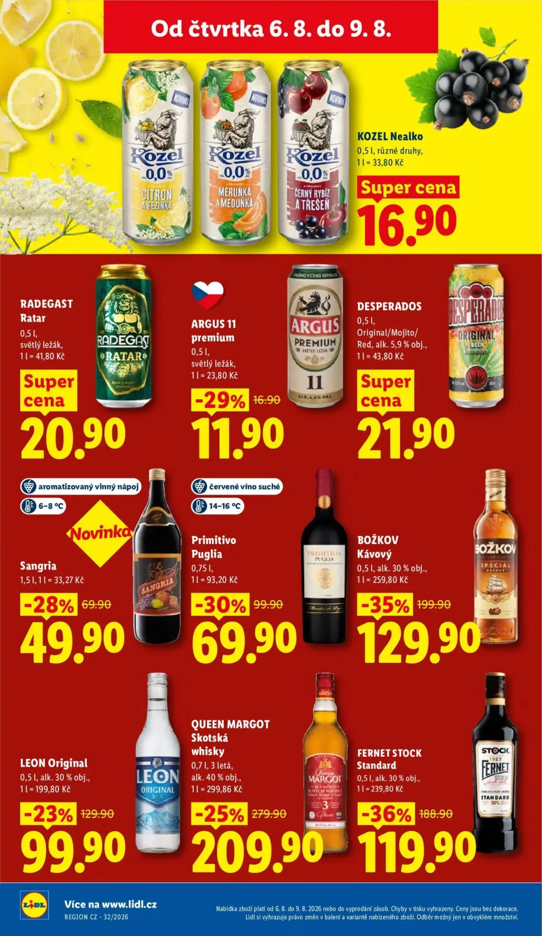 Lidl leták, strana 26 z 48 — BOŽKOV Kávový, QUEEN MARGOT Skotská whisky, FERNET STOCK Standard