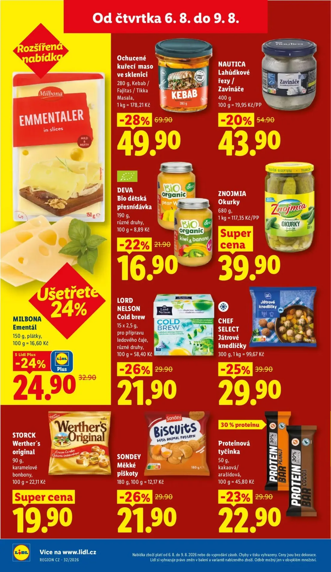 Lidl leták, strana 28 z 48 — Ochucené kuřecí maso ve sklenici, NAUTICA Lahůdkové řezy / Zavináče, CHEF SELECT Játrové knedlí…