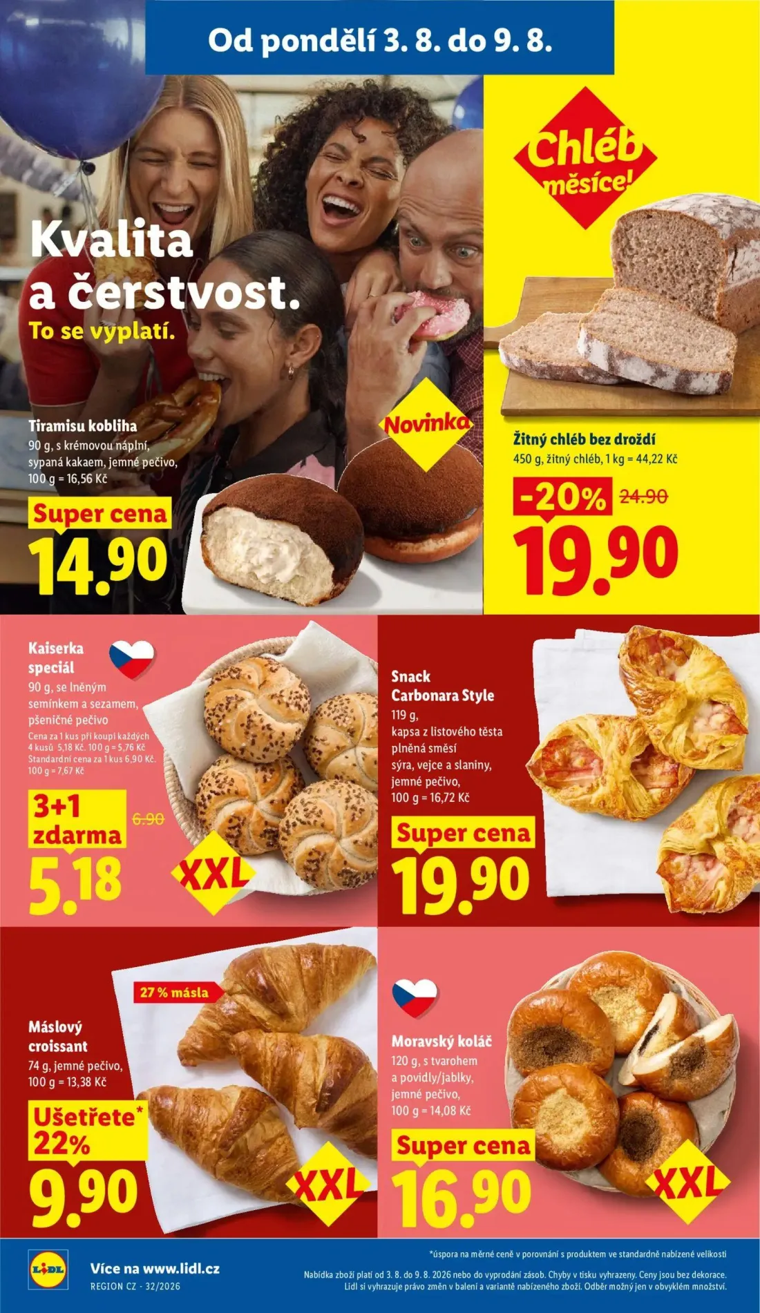 Lidl leták, strana 16 z 54 — Žitný chléb bez droždí, Kaiserka speciál, Tiramisu kobliha