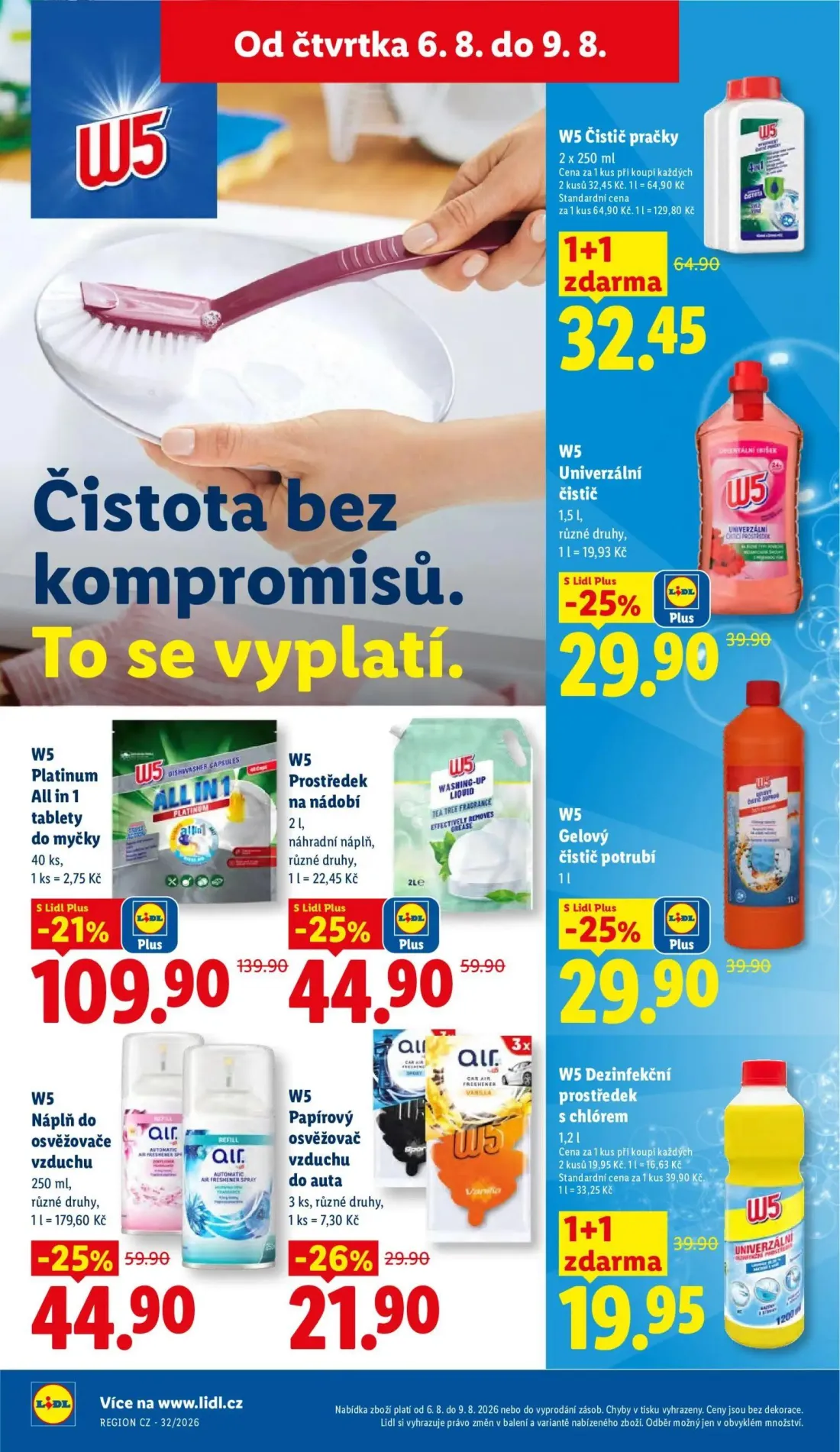 Lidl leták, strana 30 z 48 — W5 Čistič pračky, W5 Platinum All in 1 tablety do myčky, W5 Dezinfekční prostředek s chlórem