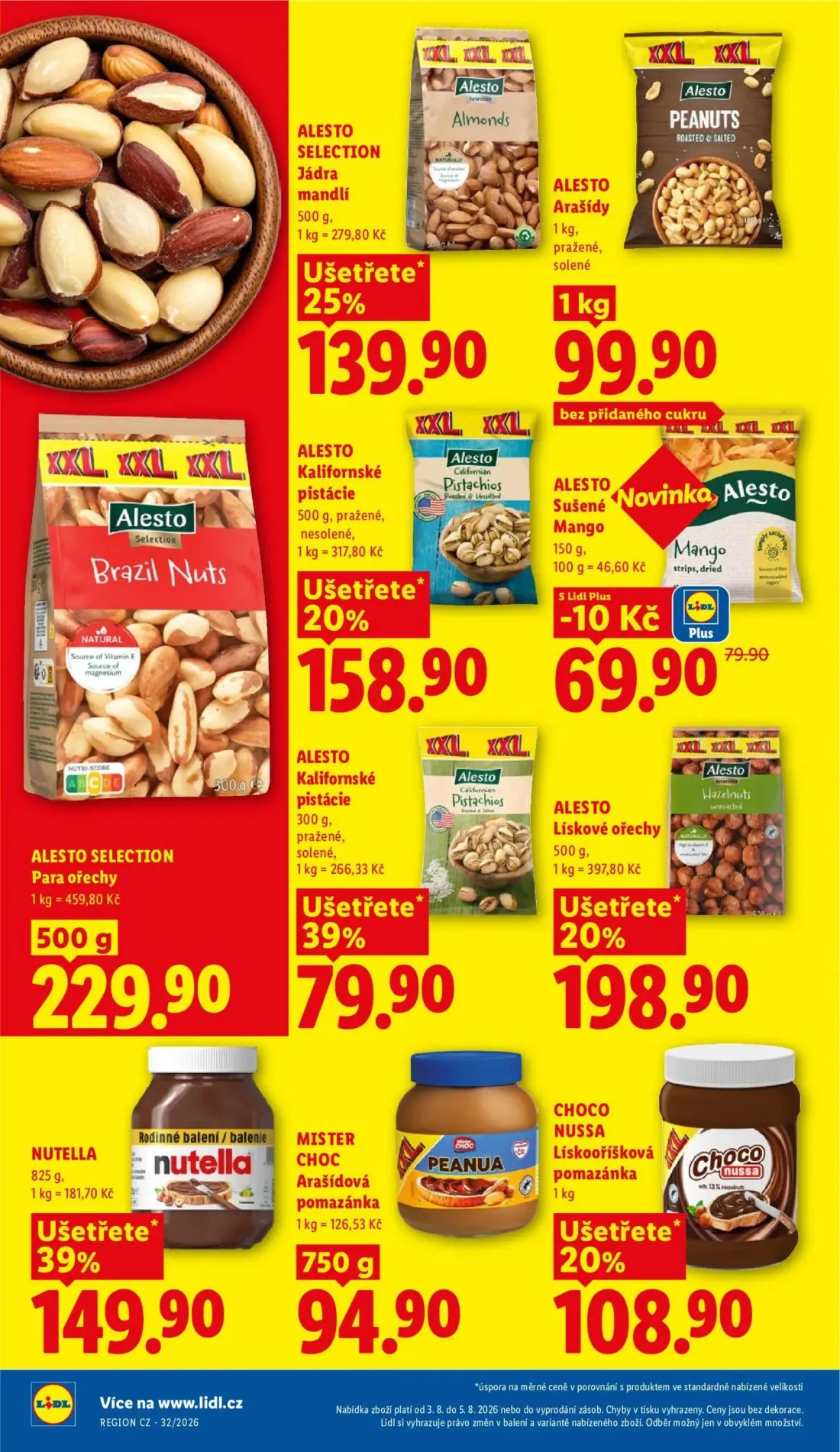 Lidl leták, strana 22 z 54 — ALESTO Sušené Mango, ALESTO SELECTION Jádra mandlí, ALESTO Arašídy