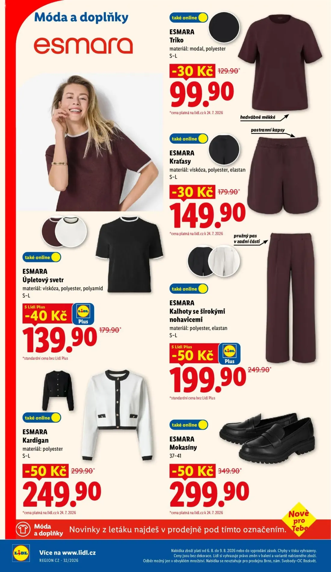 Lidl leták, strana 36 z 48 — ESMARA Kalhoty se širokými nohavicemi, ESMARA Kardigan, ESMARA Mokasíny